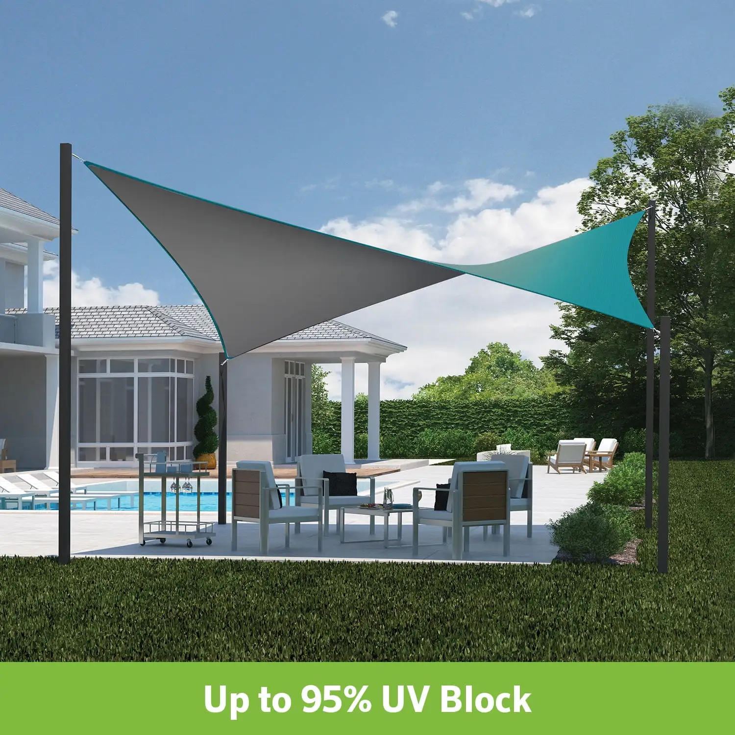 Coolaroo Outdoor DualShade Sun Sail and Hardware Kit. 95% UV Block Protection. 12' Square; Maldives