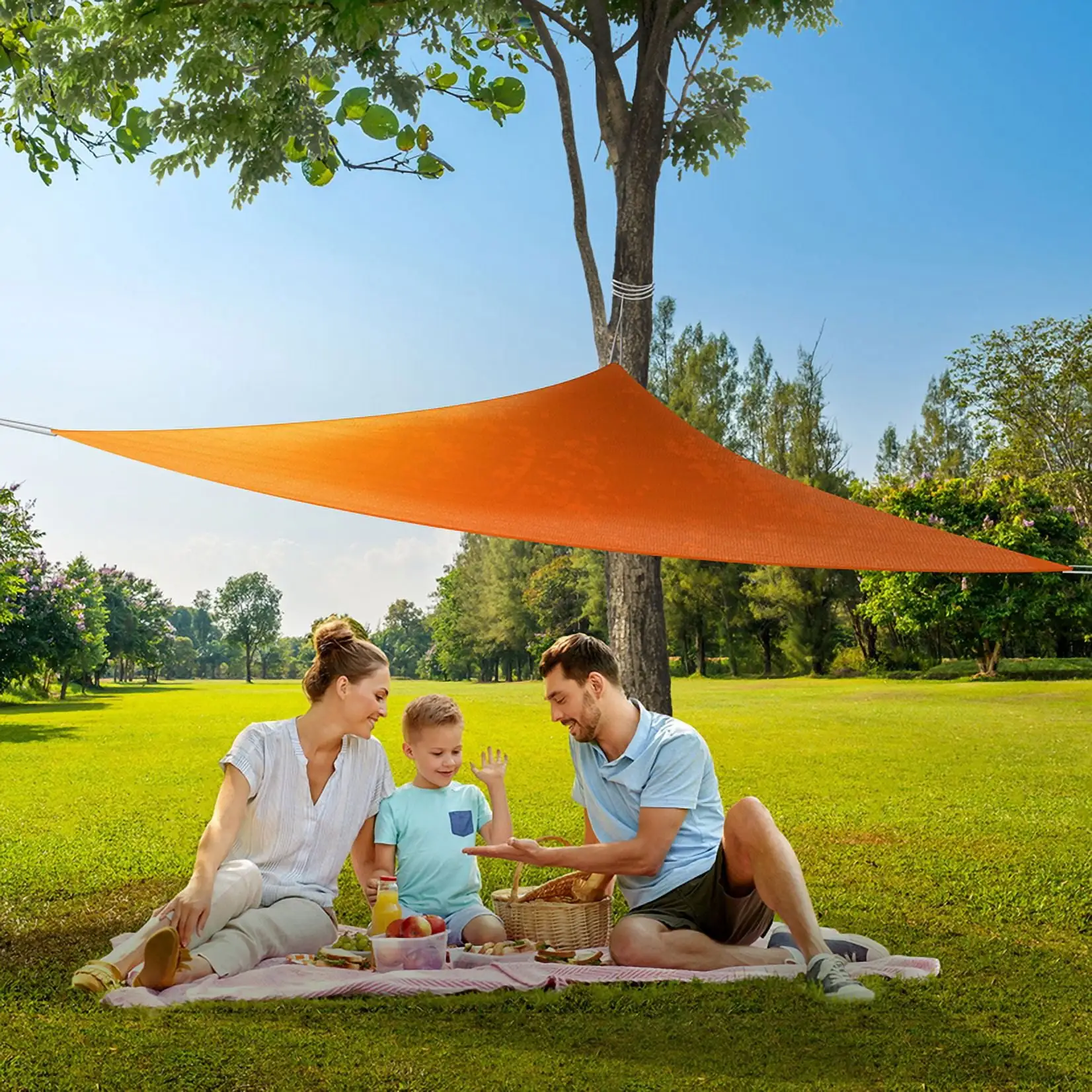 Coolaroo Outdoor Party Sun Shade Sail. 90% UV Block Protection. 9'10 Triangle. Orange