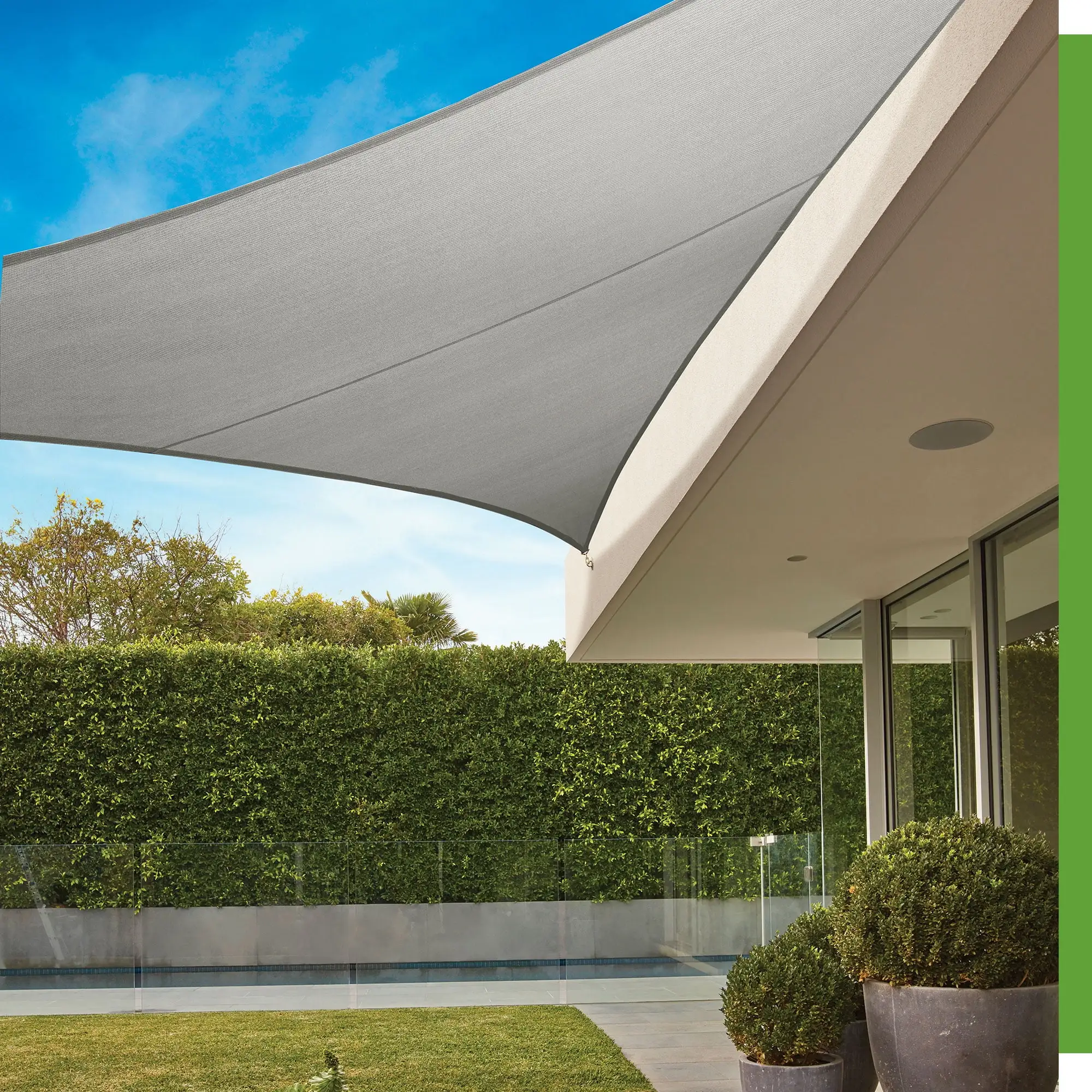 Coolaroo Premium Outdoor Sun Shade Sail with Hardware Kit 95% UV Block Protection for Backyard. Garden. Patio. 16'5 Triangle. Stone