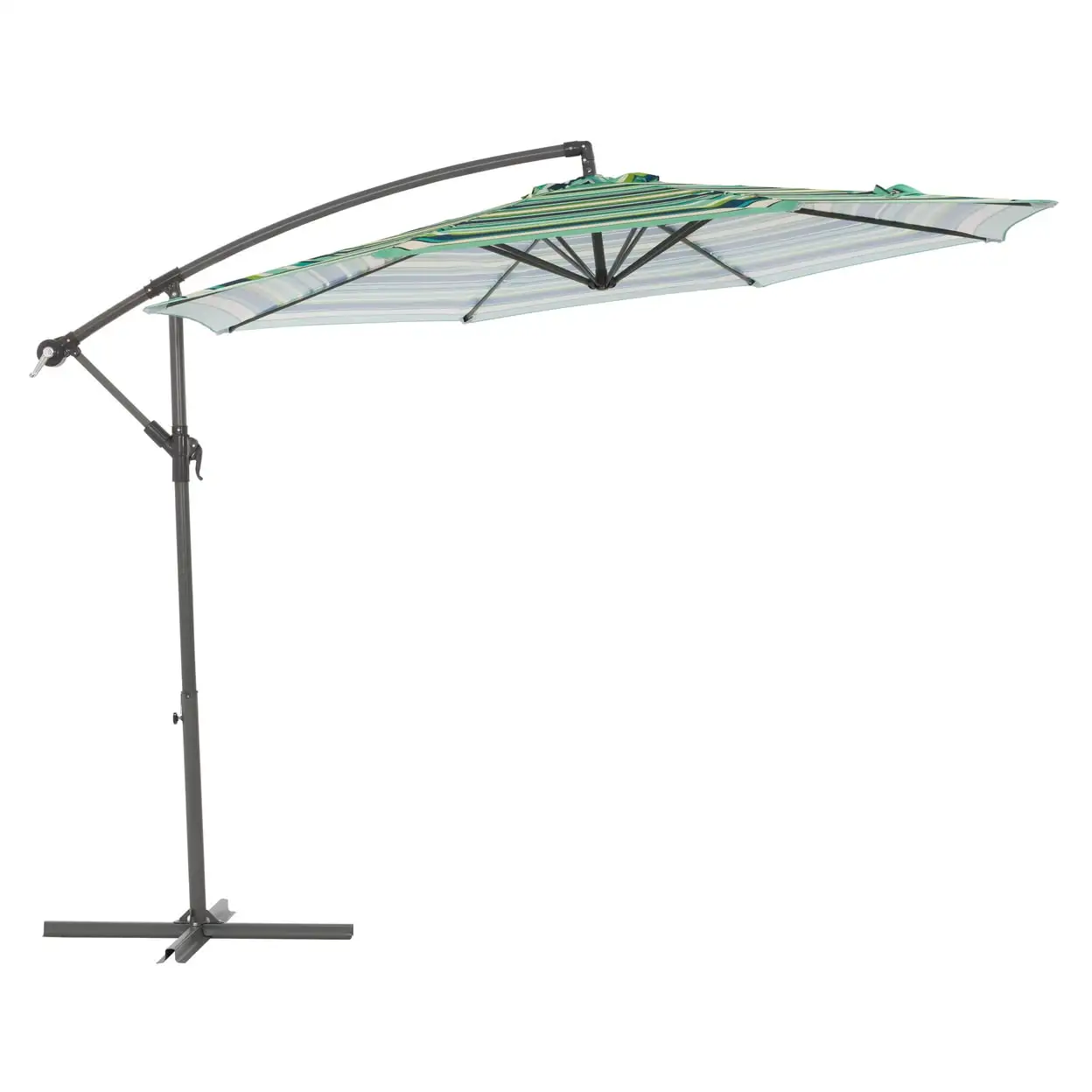 CorLiving 10ft Offset UV Resistant Umbrella - Multi-Color Canopy & Metal Frame