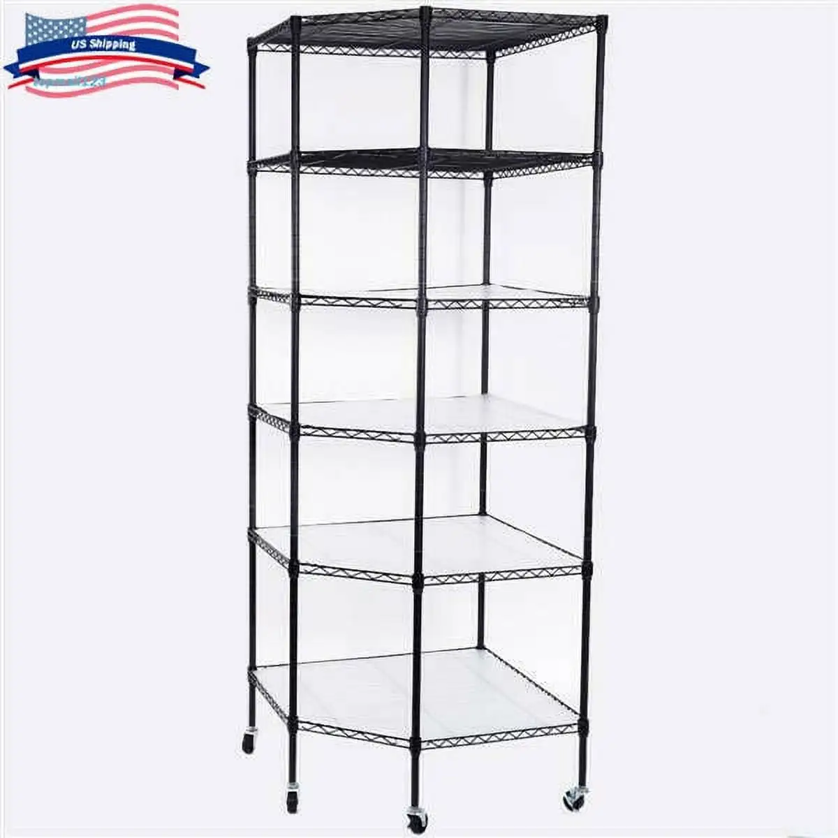 Corner Heavy Duty Wire Steel 6 Tier Corner Shelf Garage Storage Shelving Rack