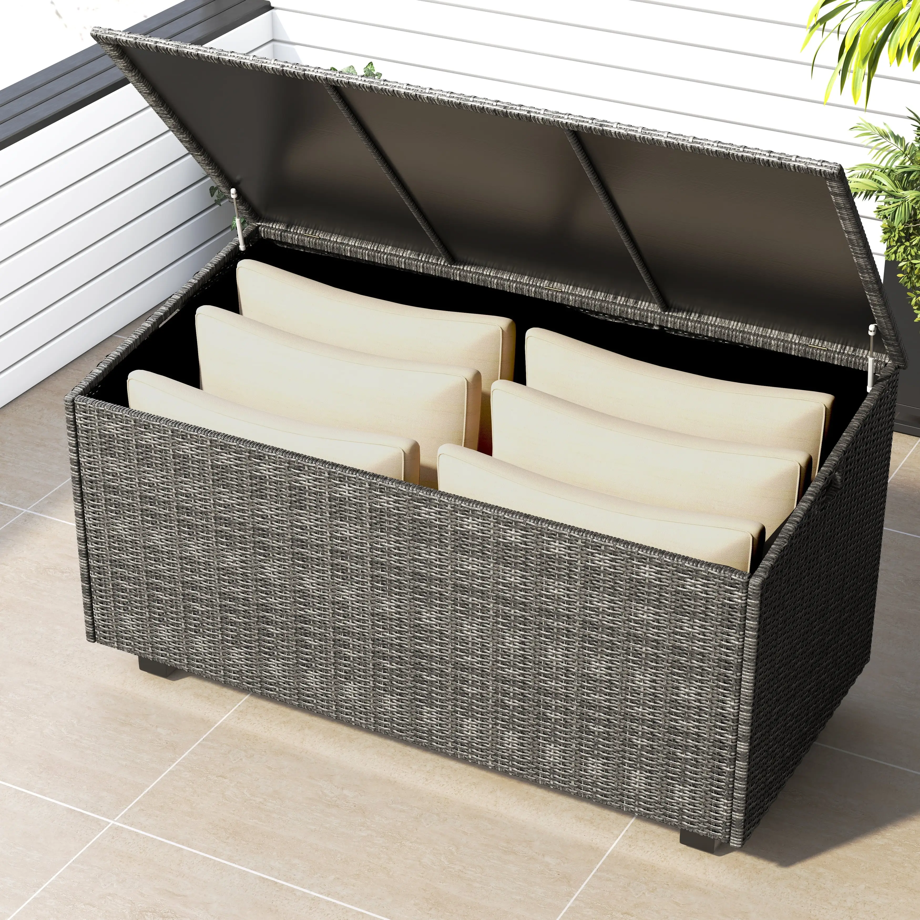 Corvus Lattice 204 Gallons Outdoor Cushion Storage Box Dark Grey