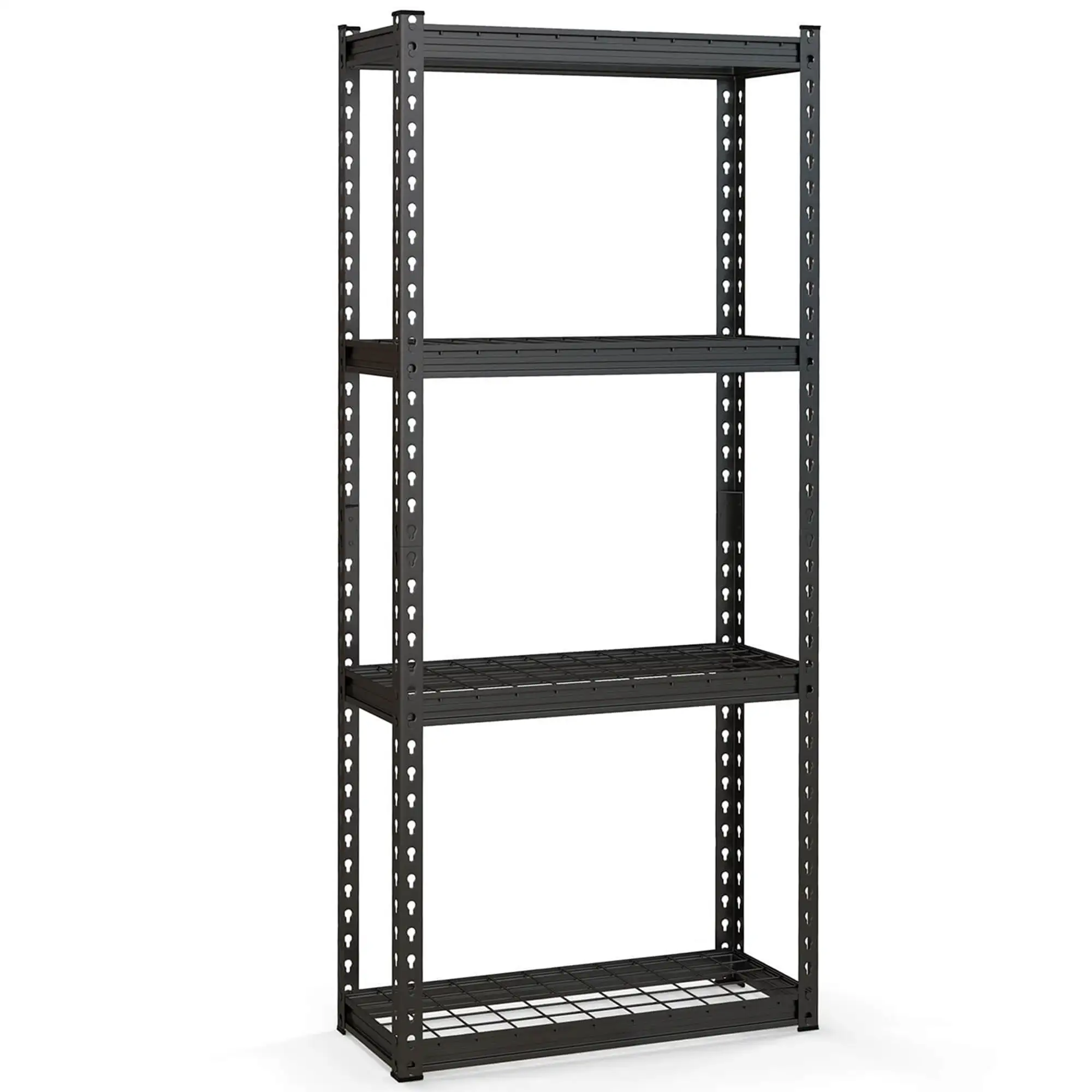 Costway 1 PCS 4-Tier Metal Shelving Unit Heavy Duty Wire Storage Rack with Anti-slip Foot Pads Black