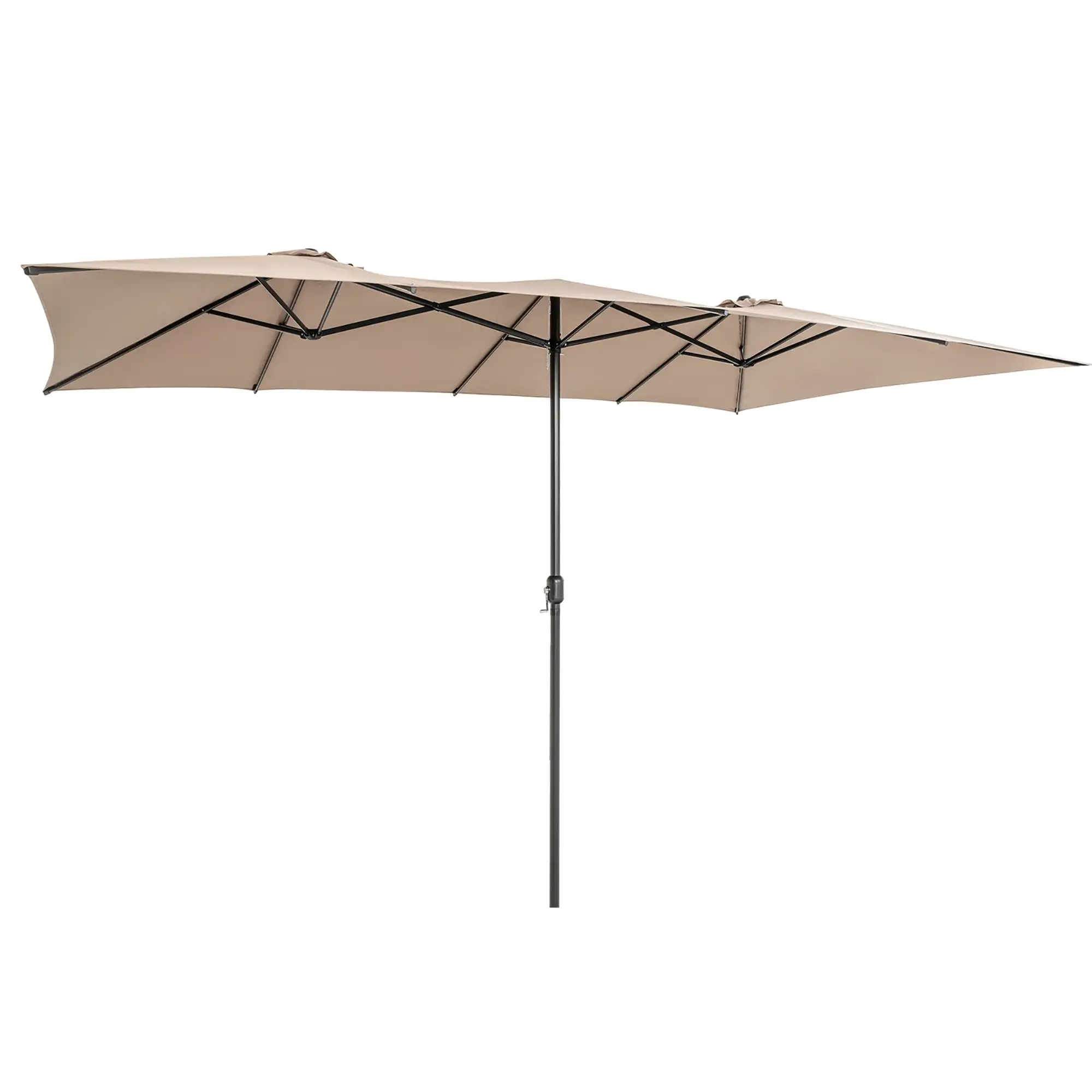 Costway 15FT Double-Sided Patio Market Umbrella Large Crank Handle Vented Outdoor Twin Coffee