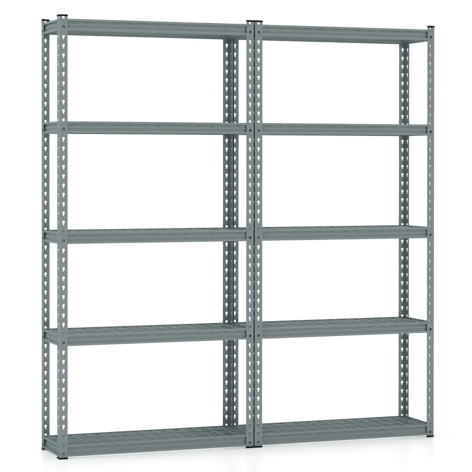 Costway 2 PCS 5-Tier Heavy Duty Storage Shelf Storage Utility Rack Shelf with Anti-tipping Device Grey