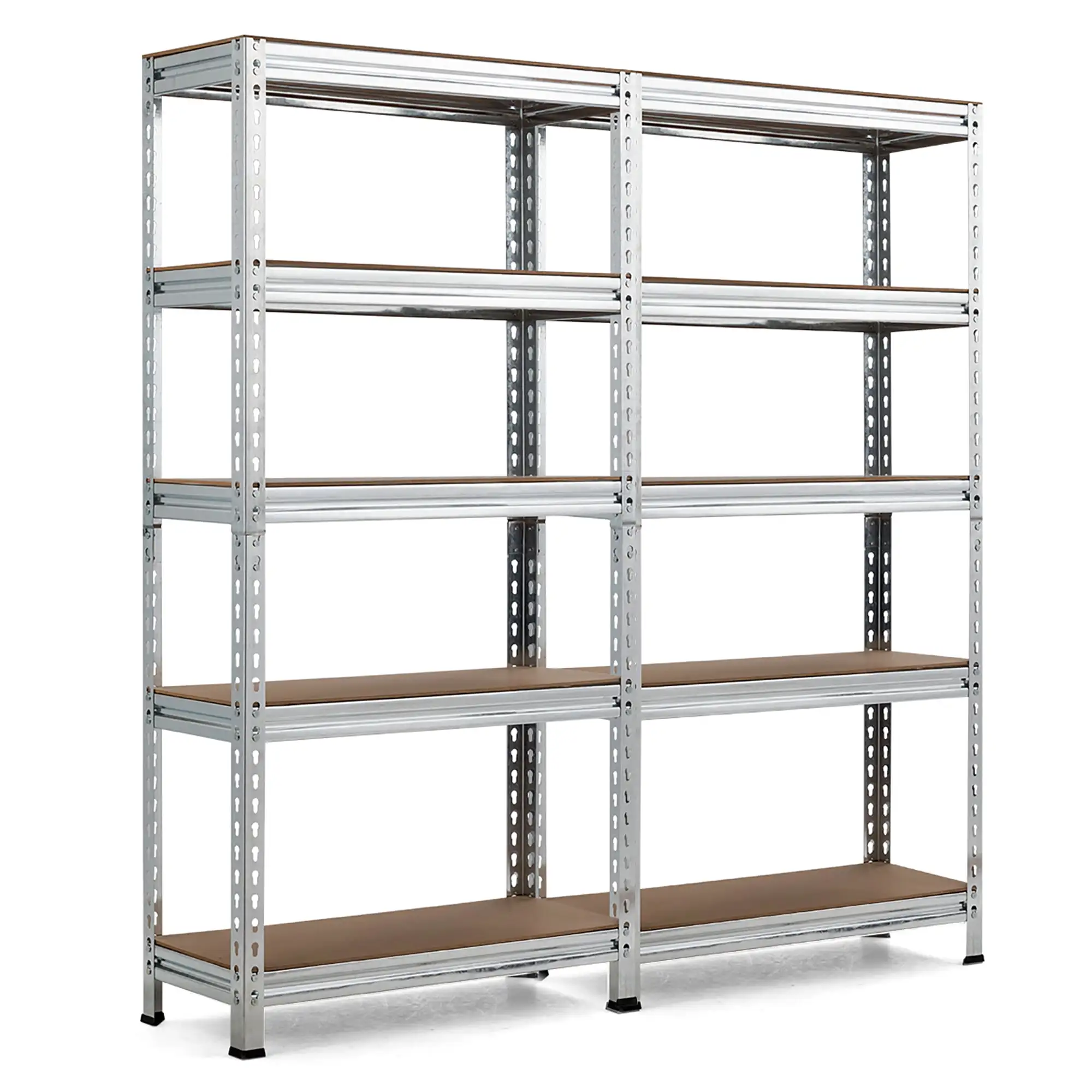 Costway 2PCS 5-Tier Metal Storage Shelves 60''Adjustable Shelves Silver