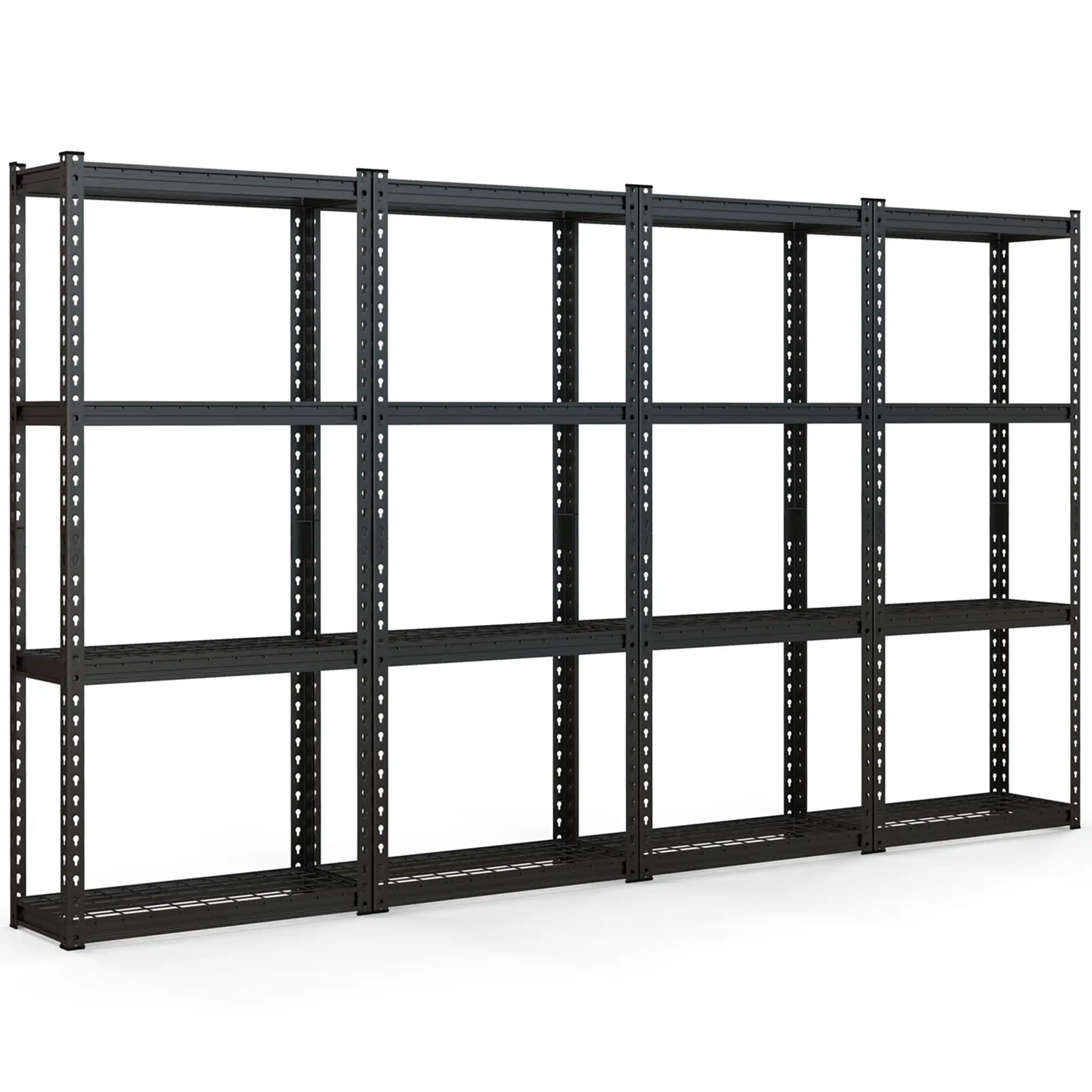 Costway 4 PCS 4-Tier Metal Shelving Unit Heavy Duty Wire Storage Rack with Anti-slip Foot Pads Black