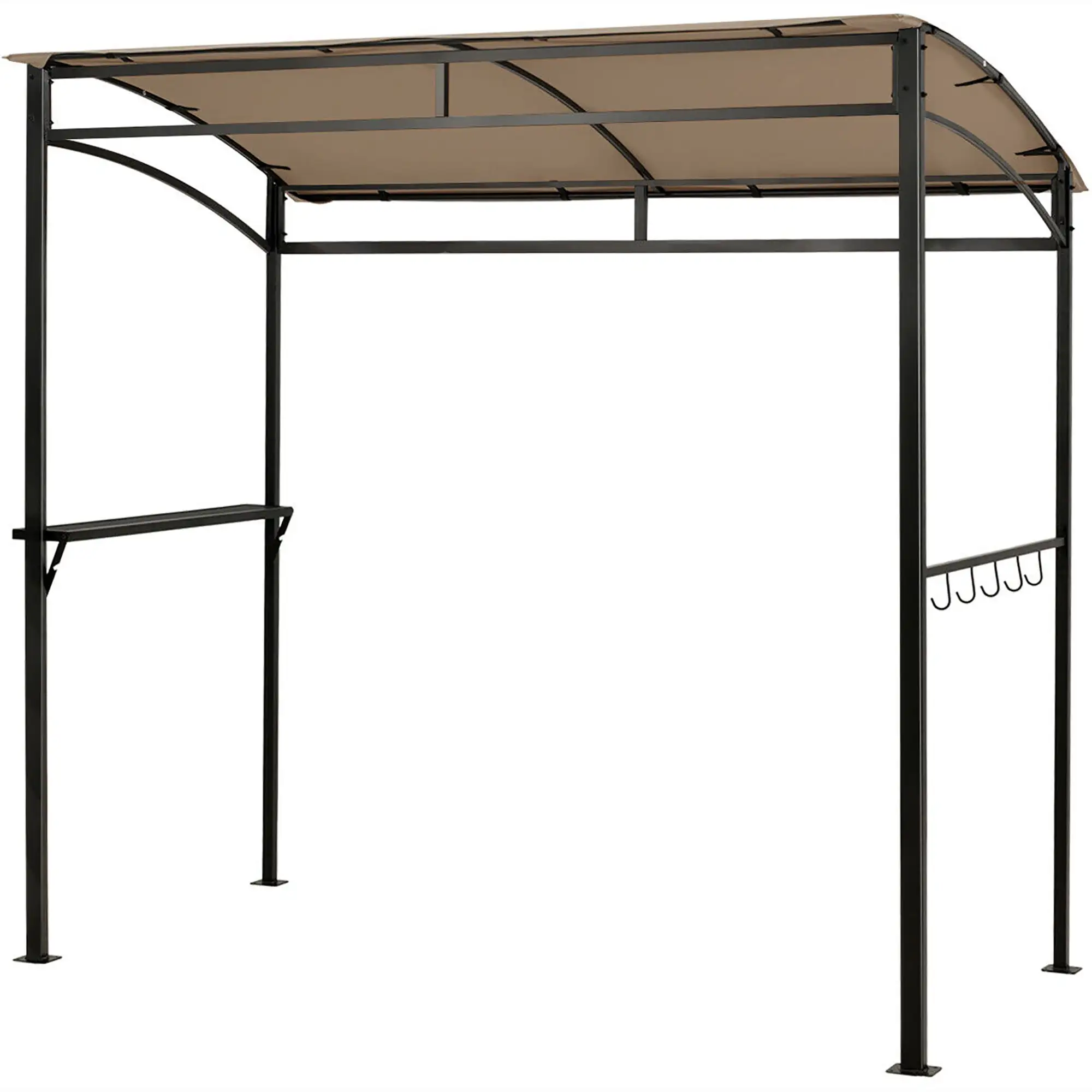 Costway 7'x4.5' Grill Gazebo Outdoor Patio Garden BBQ Canopy Shelter Storage Hook Brown