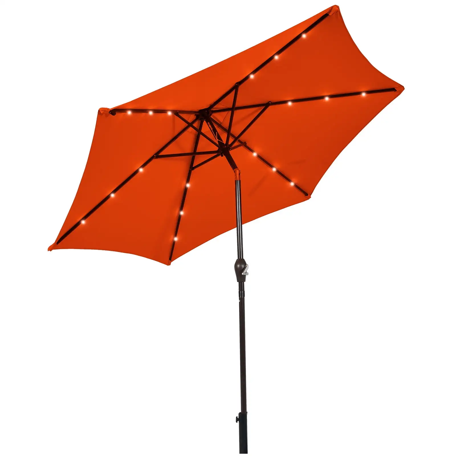 Costway 9FT Patio Solar Umbrella LED Steel Tilt With Crank Orange