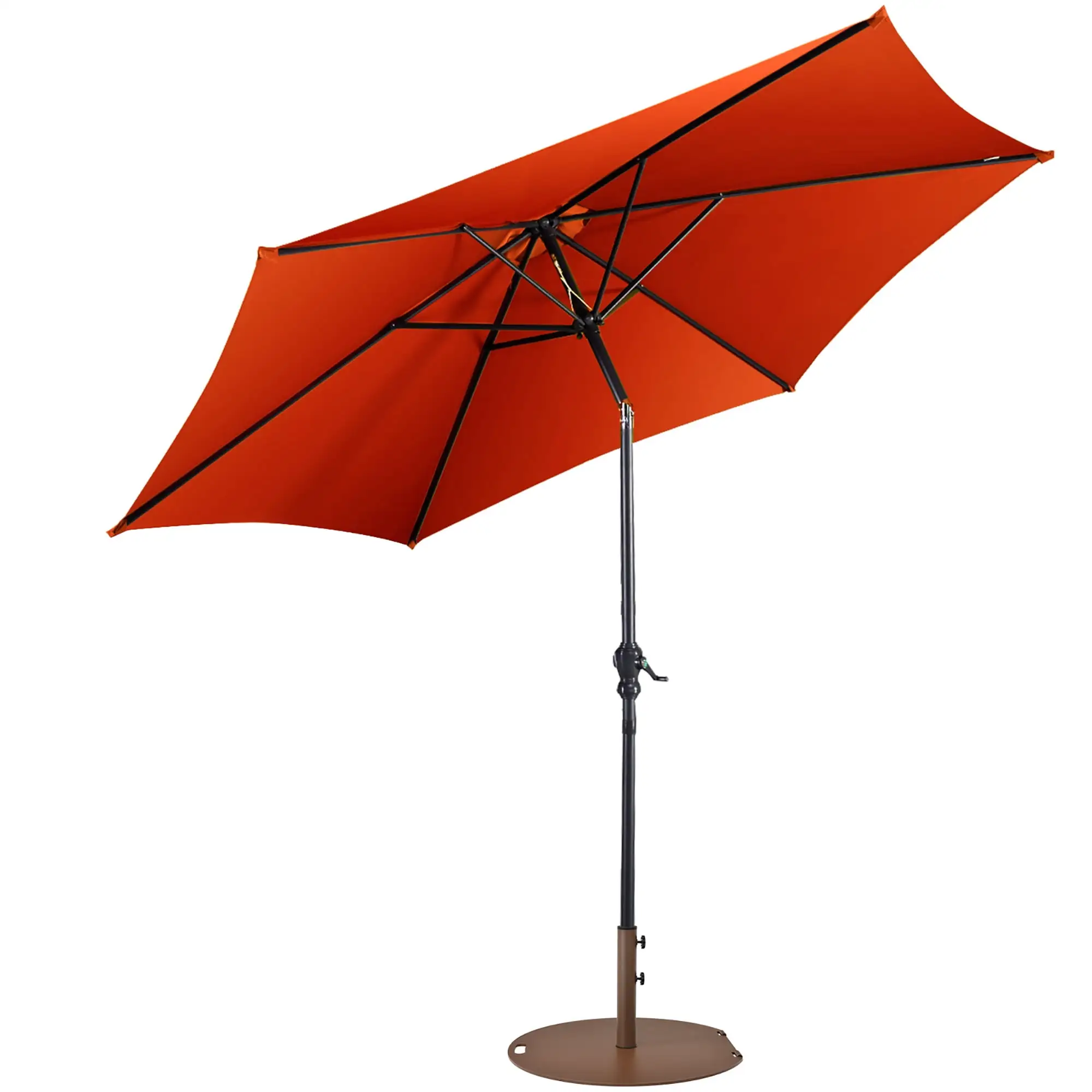 Costway 9ft Patio Umbrella Outdoor W/ 50 LBS Round Umbrella Stand W/ Wheels. Orange