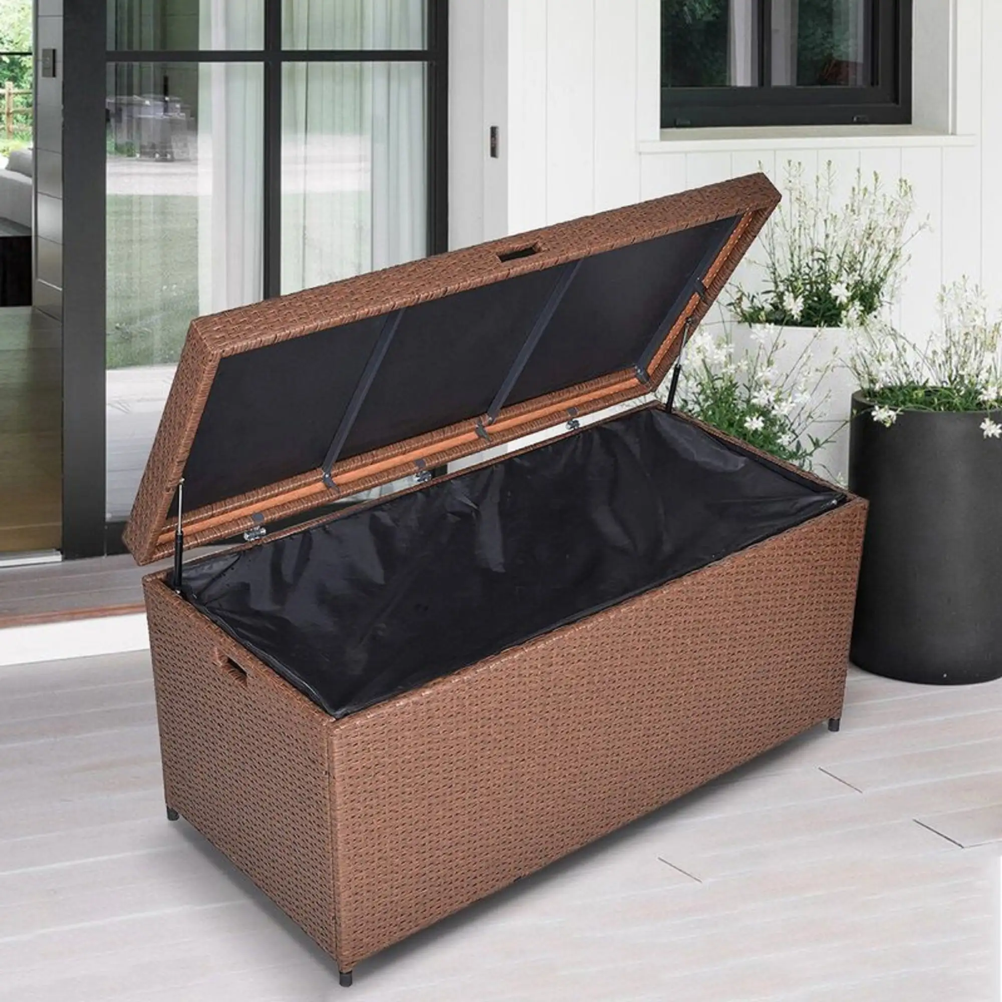 CozyHom Outside 140 Galllons Storage Box. Lifetime Outdoor Storage Box Backyard Storage Box. All Weather Storage Box. Brown