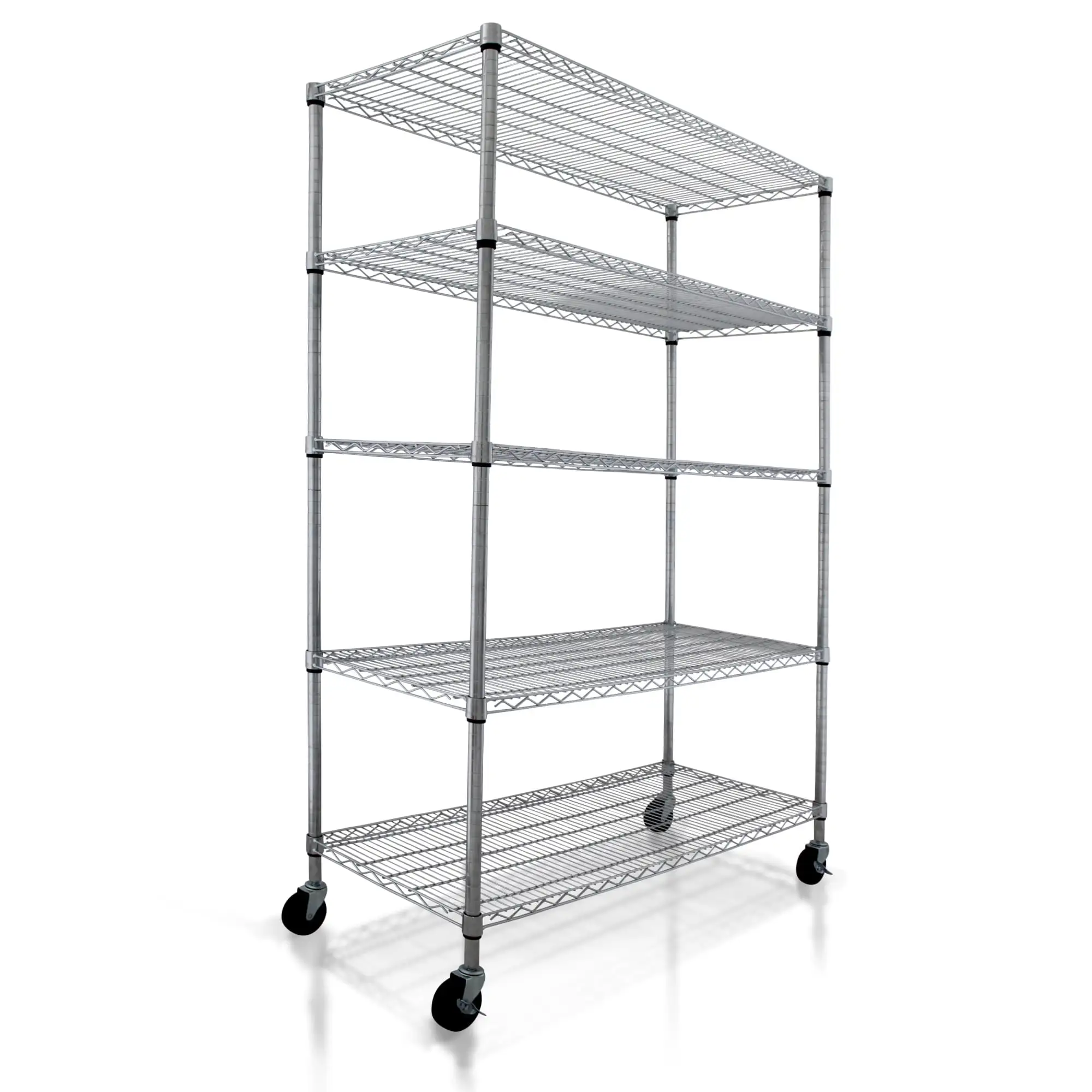 Crescent 4000 LBS Capacity. 36W 18L 76H Chrome. 5 Tier NSF Wire Shelving Rack for Storage in Garage Kitchen Bathroom Bedroom Bathroom. Heavy Duty Rolling Storage Shelfs with 4 Casters