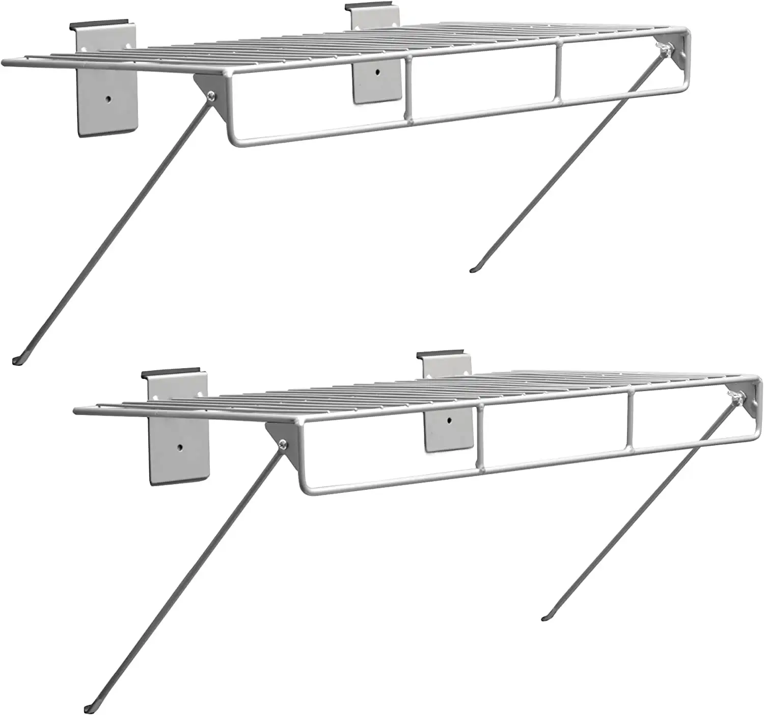 CrownWall Universal Slatwall Steel Wire Shelf with Rail. Slatwall Accessories Panels - 2-Pack (24-in x 12-in)