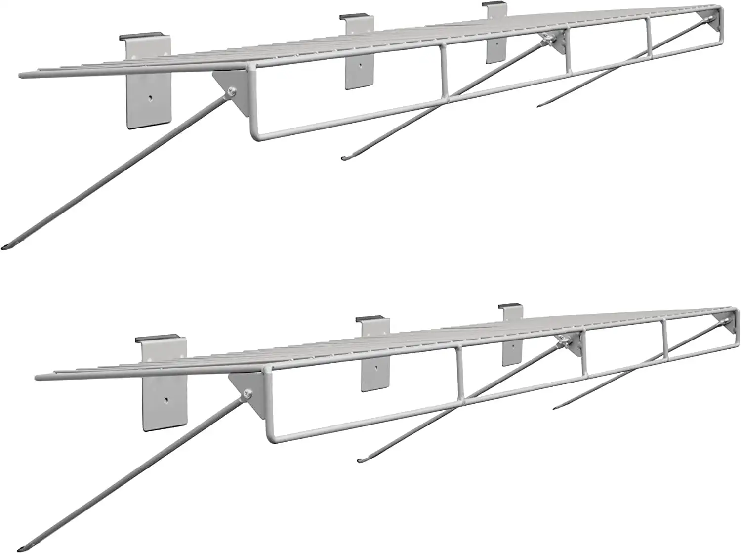 Crownwall Universal Slatwall Steel Wire Shelf with Rail. Shelf for Slatwall - 2-Pack (48-in x 12-in)