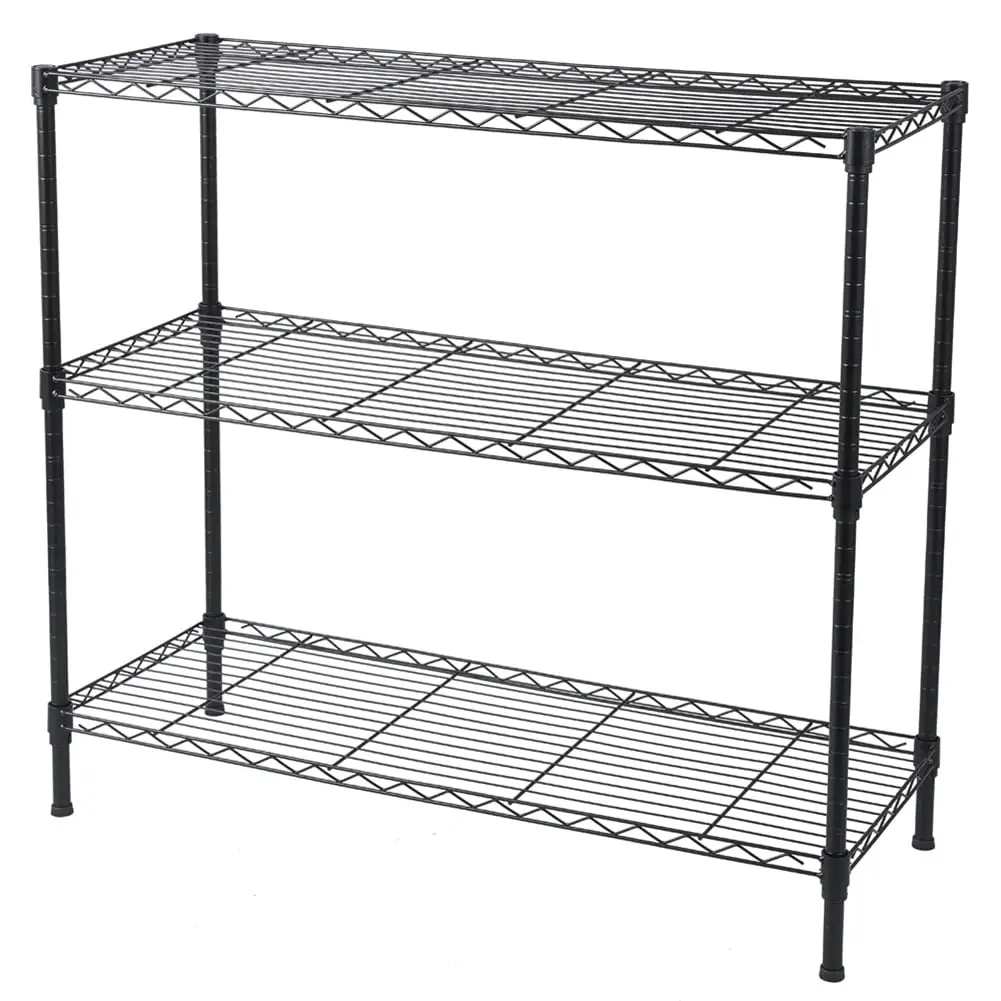 Cterwk 3 Tier Heavy Duty Adjustable Shelving Unit. Black