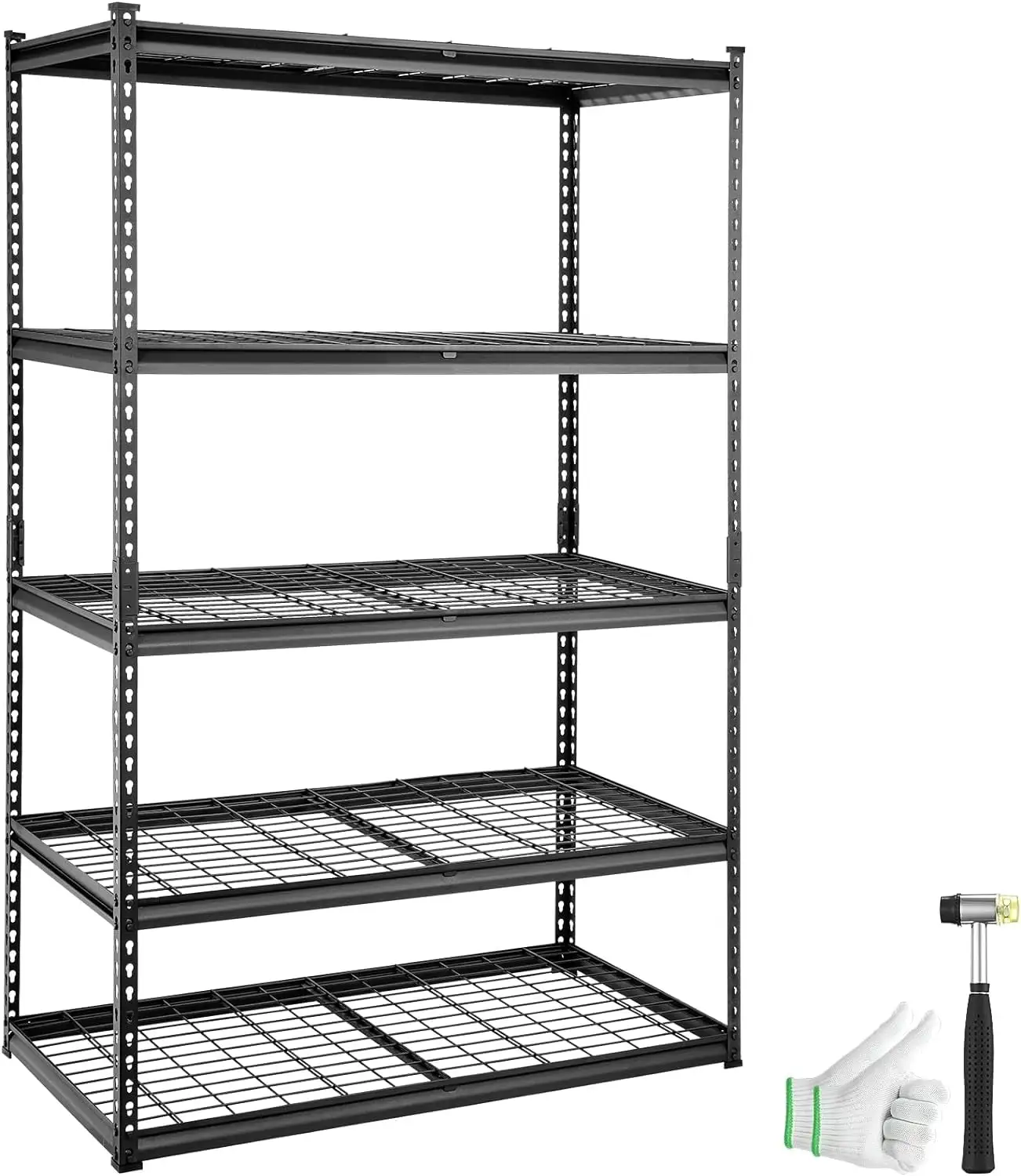 DALEI Storage Shelving Unit. 5-Tier Adjustable. 2000 lbs Capacity. Heavy Duty Garage Shelves Metal Organizer Wire Rack. Black. 48 L x 24 W x 72 H for Kitchen Pantry Basement Bathroom Laundry Closet