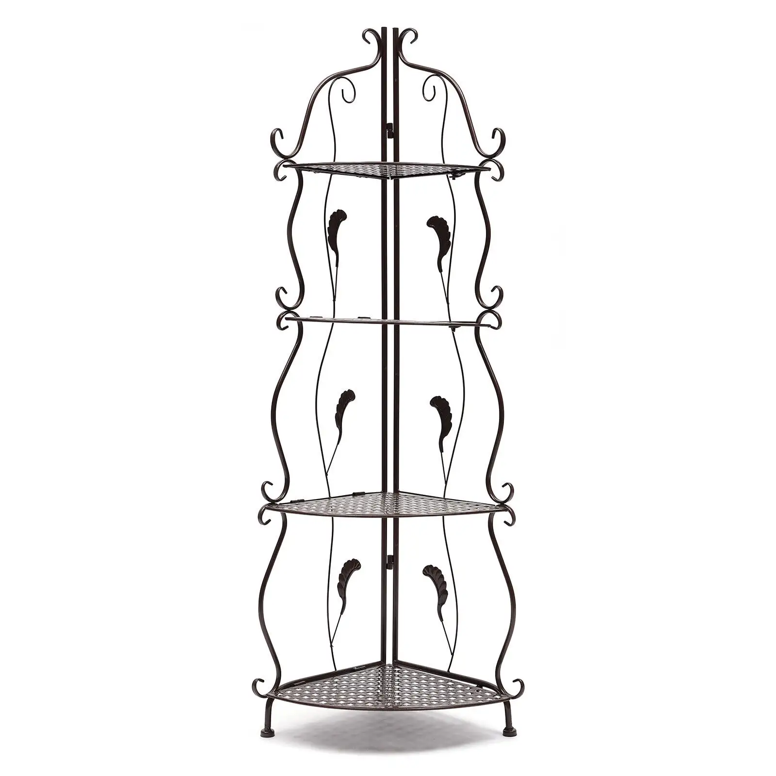 DENEST 4 Tier Corner Shelf Plant Stand Iron Rack Storage Shelf Home Organizer Decor