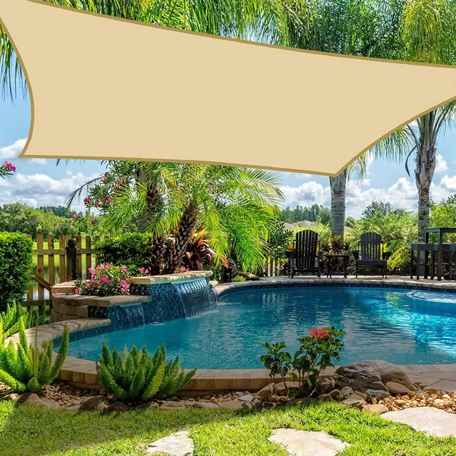 DONGPAI Sun Shade Sail Rectangle Curved Canopy. 6.5'x 6.5' Outdoor Shade Cover 95% UV Block with Free Rope for Patio Garden Backyard