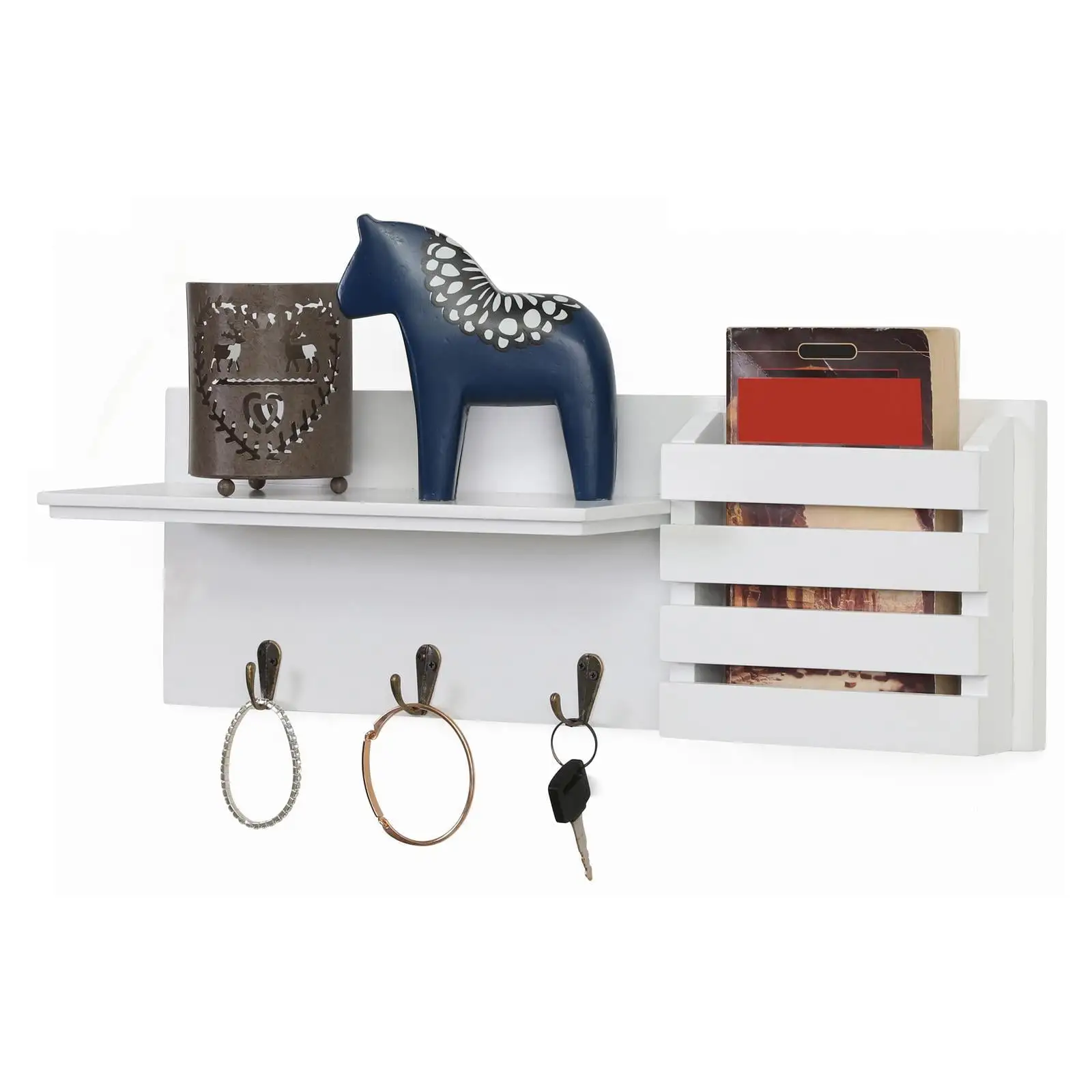 Danya B Utility Shelf with Pocket and Hanging Hooks