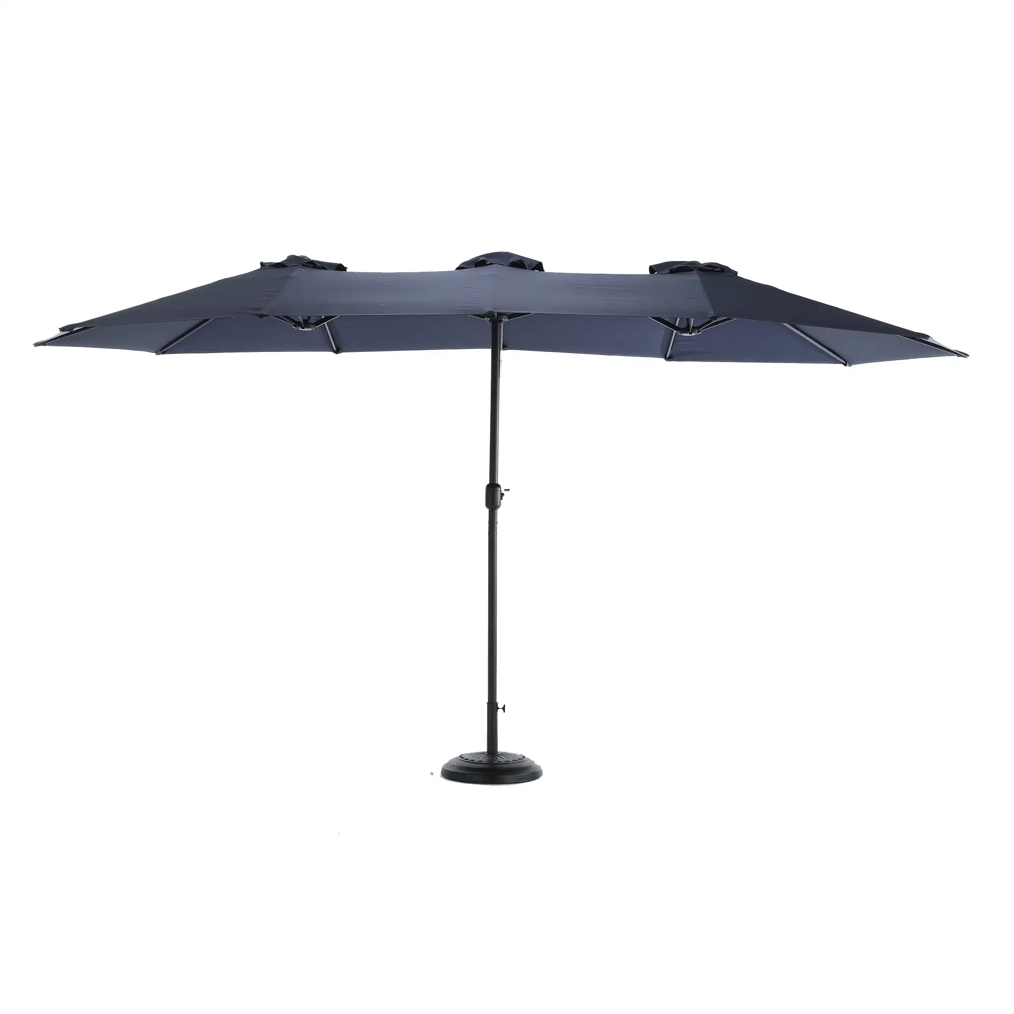 Dawn Whisper 14.8 Ft Double Sided Outdoor Umbrella Rectangular Large with Crank. Navy Blue