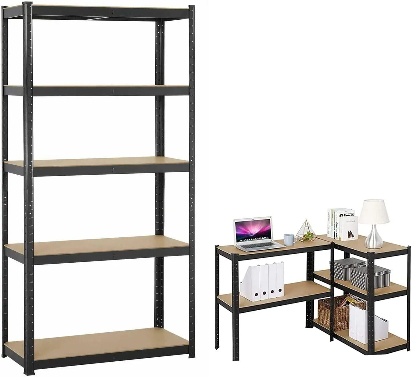 Dayplus 5 Tier Heavy Duty Metal Shelving Racking Unit 1500H 700W 300D 175kg Capacity Per Shelf Black