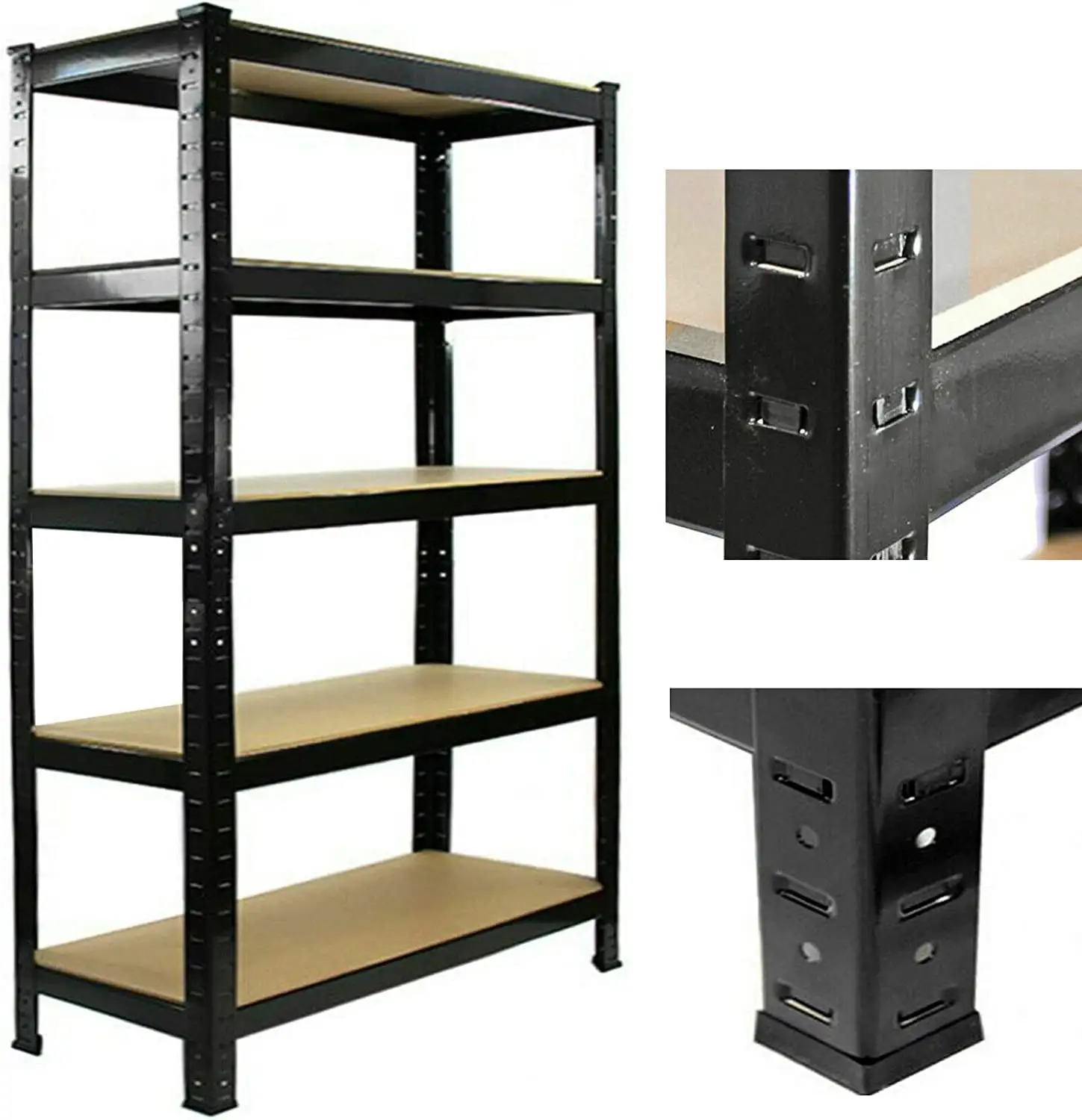 Dayplus Shelving Unit 5-Shelf (28 L x 12 W x 59 H) Storage Shelves Heavy Duty Metal & MDF Rack Shelving Commercial