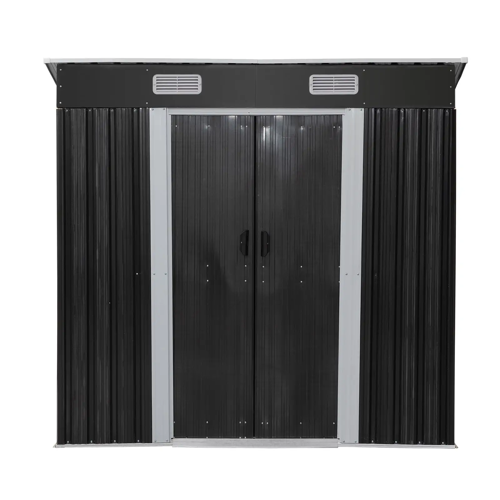 Dcenta 6' x 4'ft Storage Shed with Sliding Doors and Good Ventilation. Furniture. Tool and Toy Storage Shed. Dark Gray