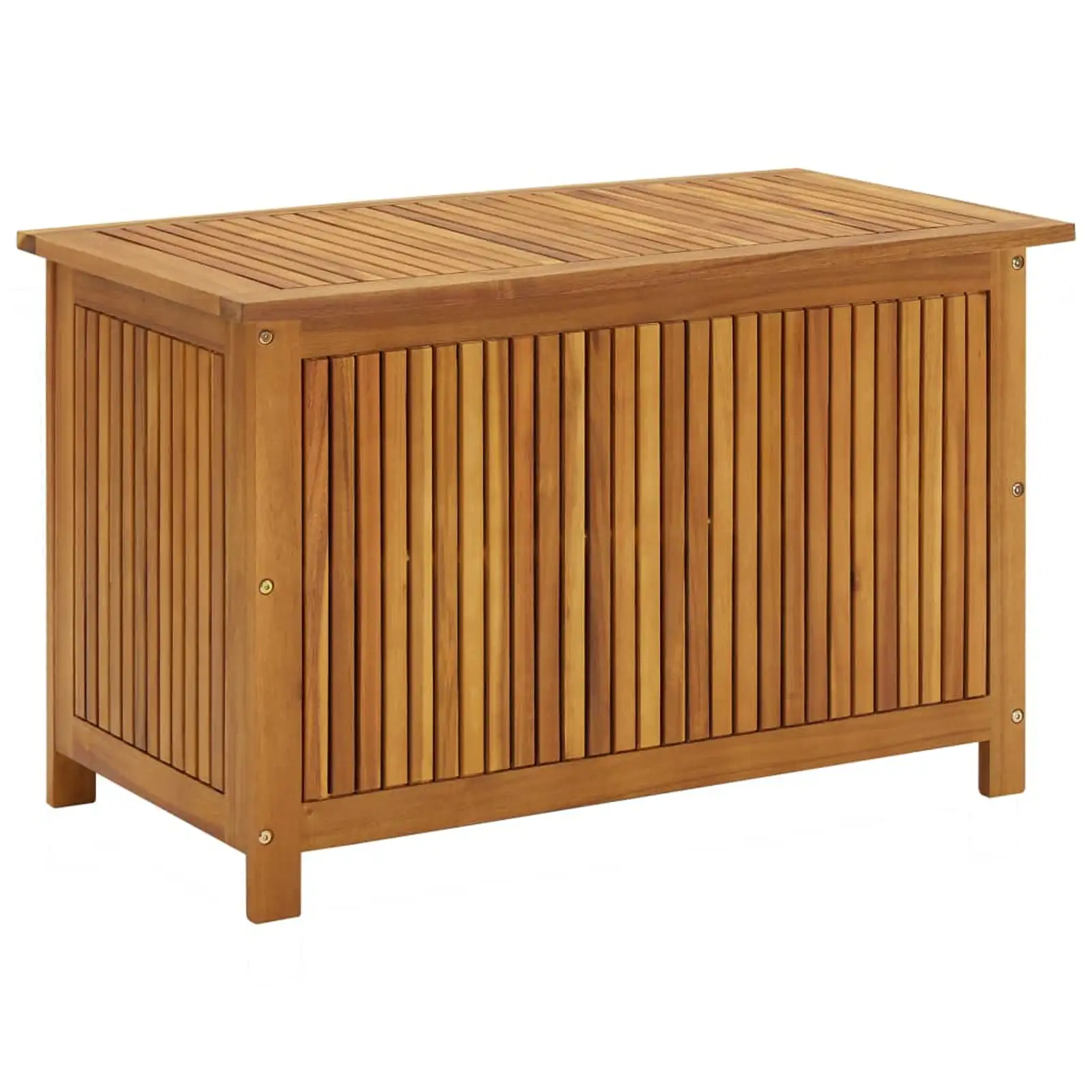 Dcenta Garden Storage Deck Box with Inner Poly Bag Acacia Wood Garden Container Cabinet Wooden Toolbox for Patio. Lawn. Poolside. Backyard Furniture 35.4 x 19.7 x 22.8 Inches (W x D x H)