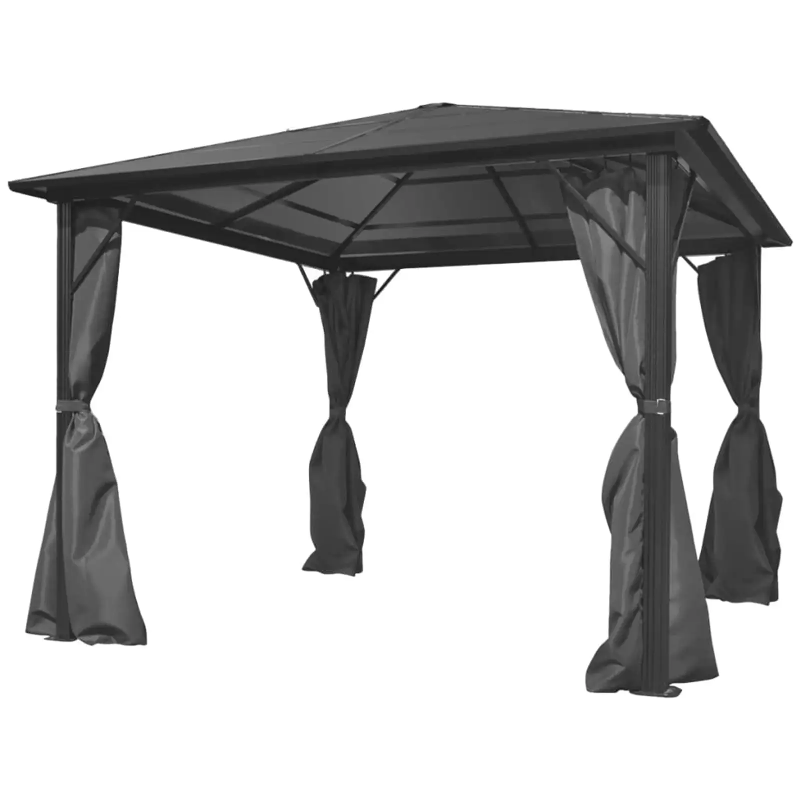 Dcenta Gazebo with Curtain. Patio Party Canopy Tent. Aluminum Frame Sun Shade Shelter Anthracite for Backyard. Wedding. Shows. BBQ. Festival 118.1 x 118.1 x 94.5 Inches (L x W x H)