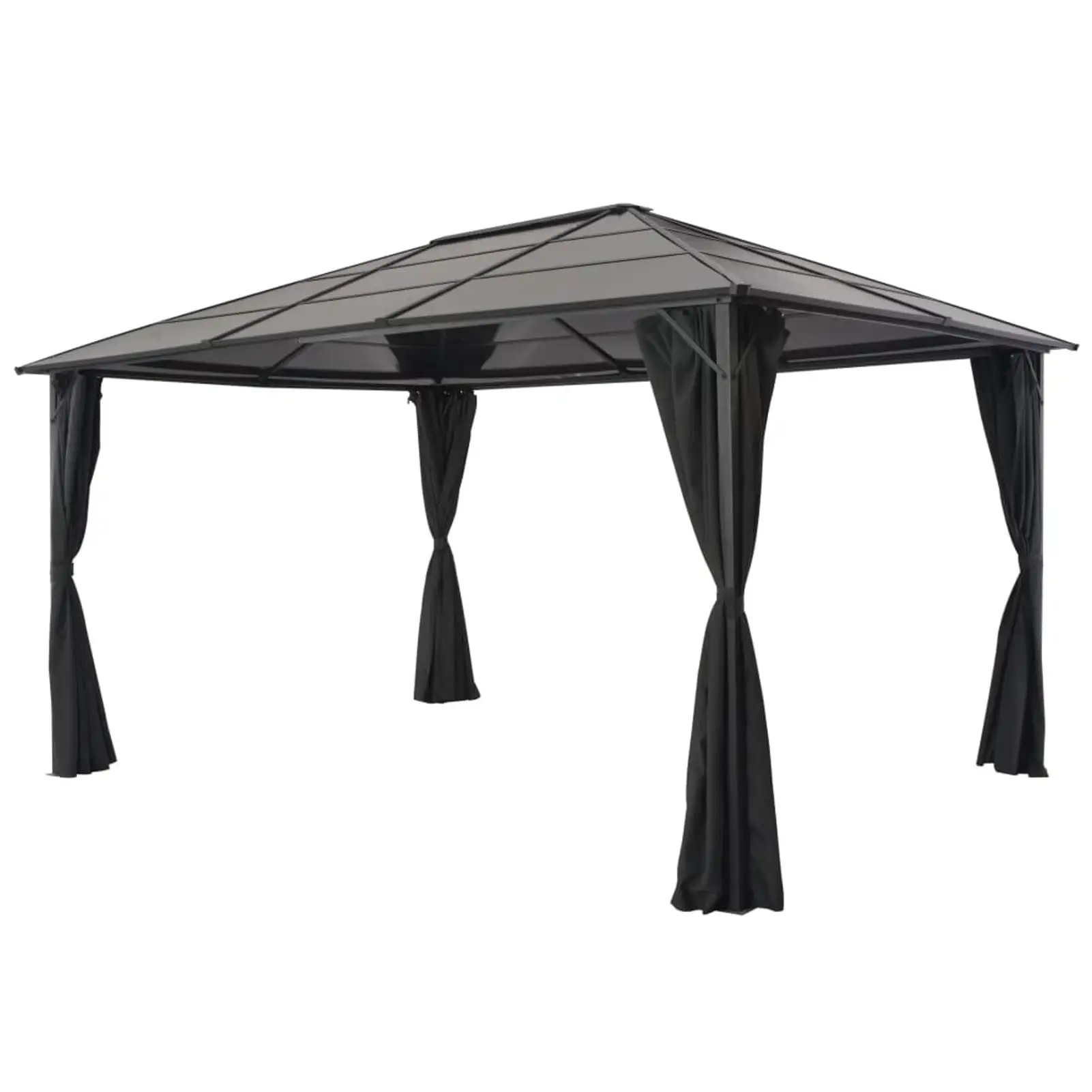 Dcenta Gazebo with Curtain Aluminum 13.1'x9.8'x8.5' Black for Dinners. BBQs. Family Gatherings. Shows. Weddings. BBQ Parties. Camping