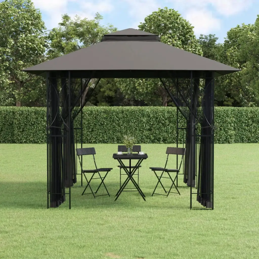 Dcenta Gazebo with Sidewalls Anthracite 118.1x118.1x106.3 Steel