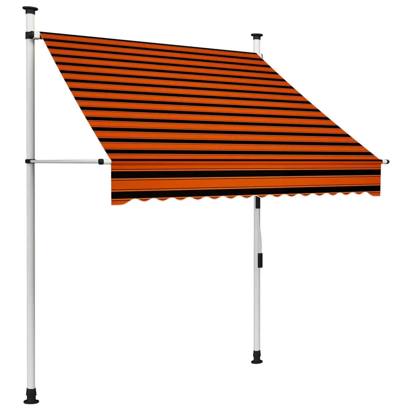 Dcenta Manual Retractable Awning Orange and Brown Fabric Window Canopy Front Door Shelter Steel Frame for Terrace. Balcony. Garden 59.1 Inch Width