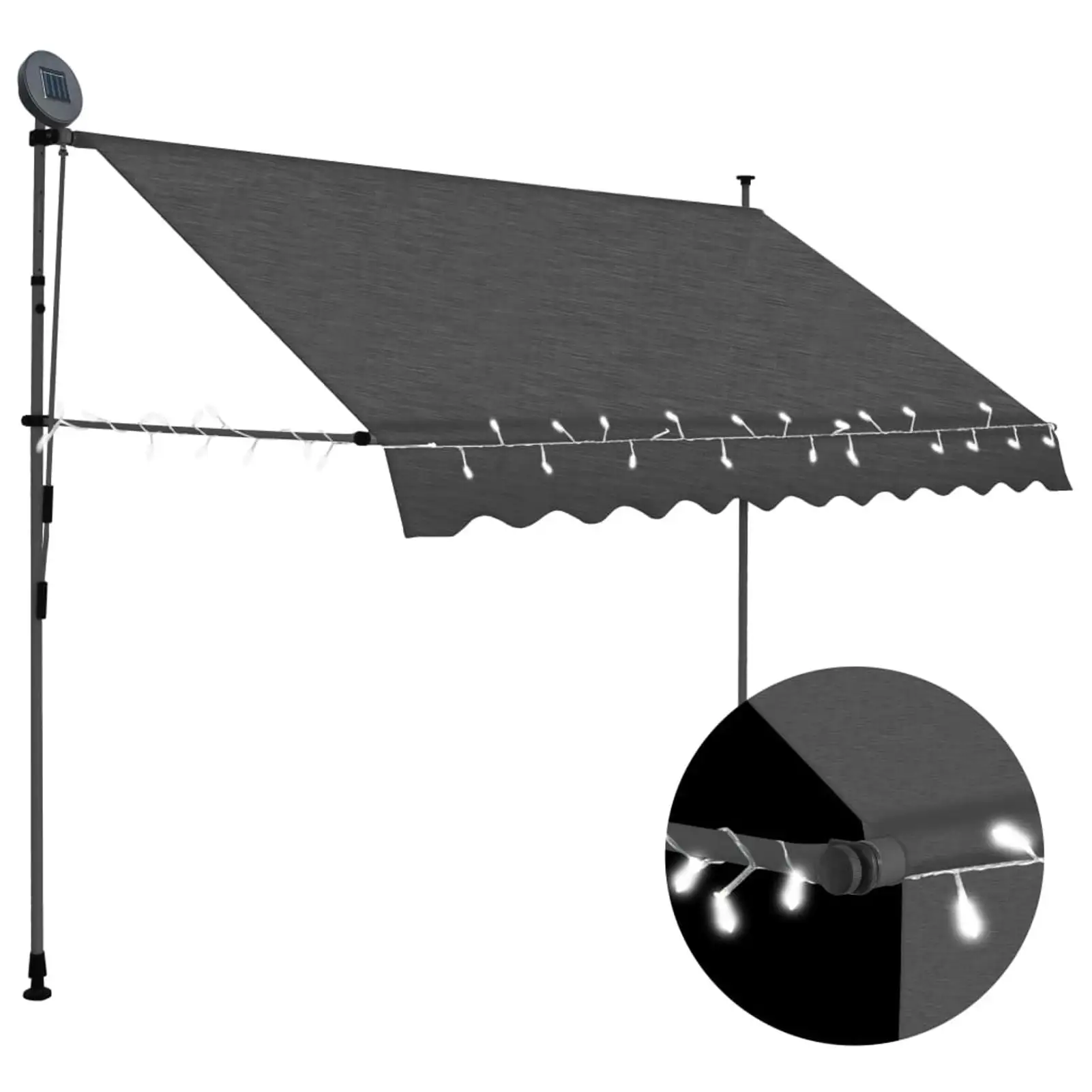 Dcenta Manual Retractable Awning with LED Window Door Canopy Shelter Anthracite for Patio. Balcony. Backyard. Garden. Deck 98.4 Inch