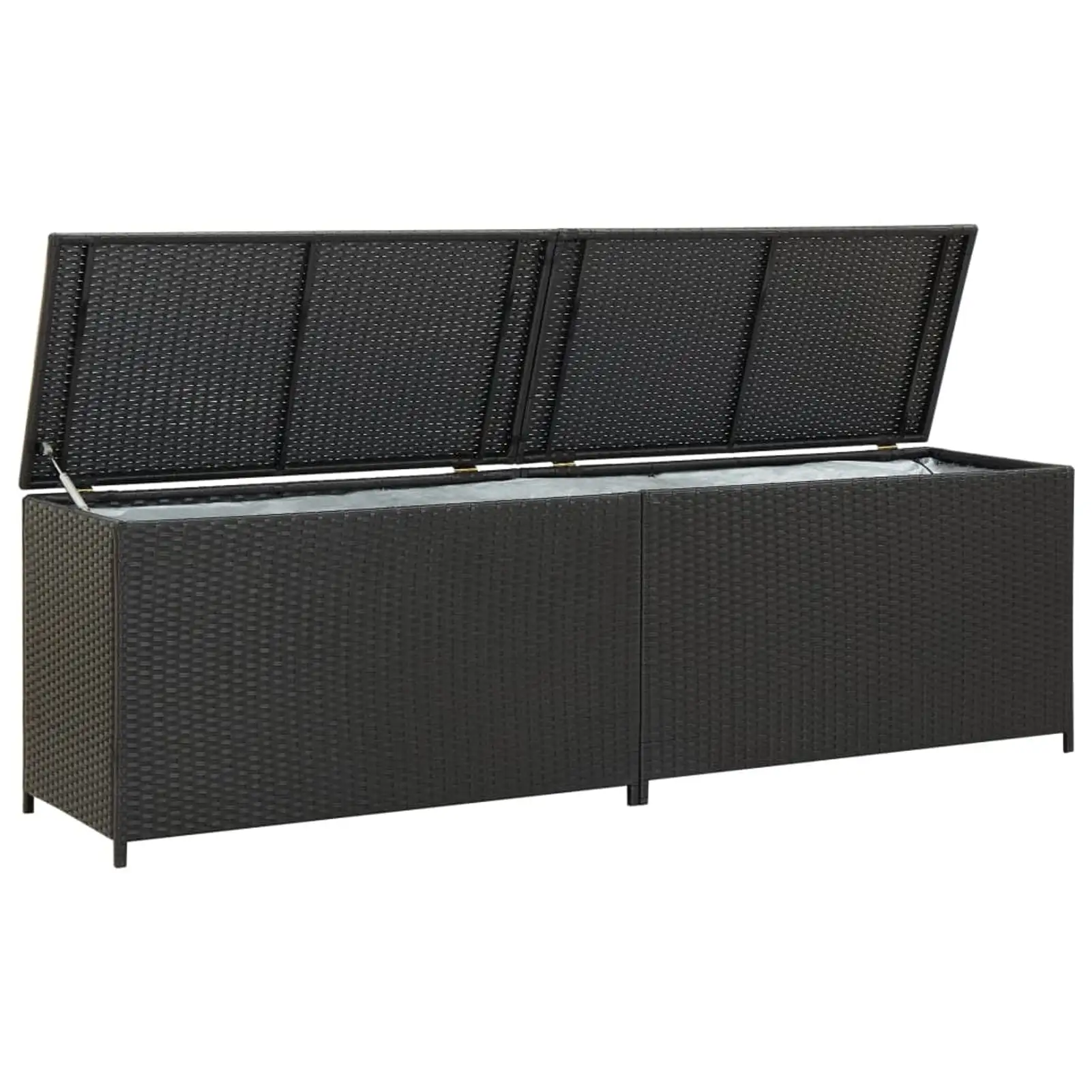 Dcenta Patio Storage Box Poly Rattan 78.7x19.6x23.6 Black