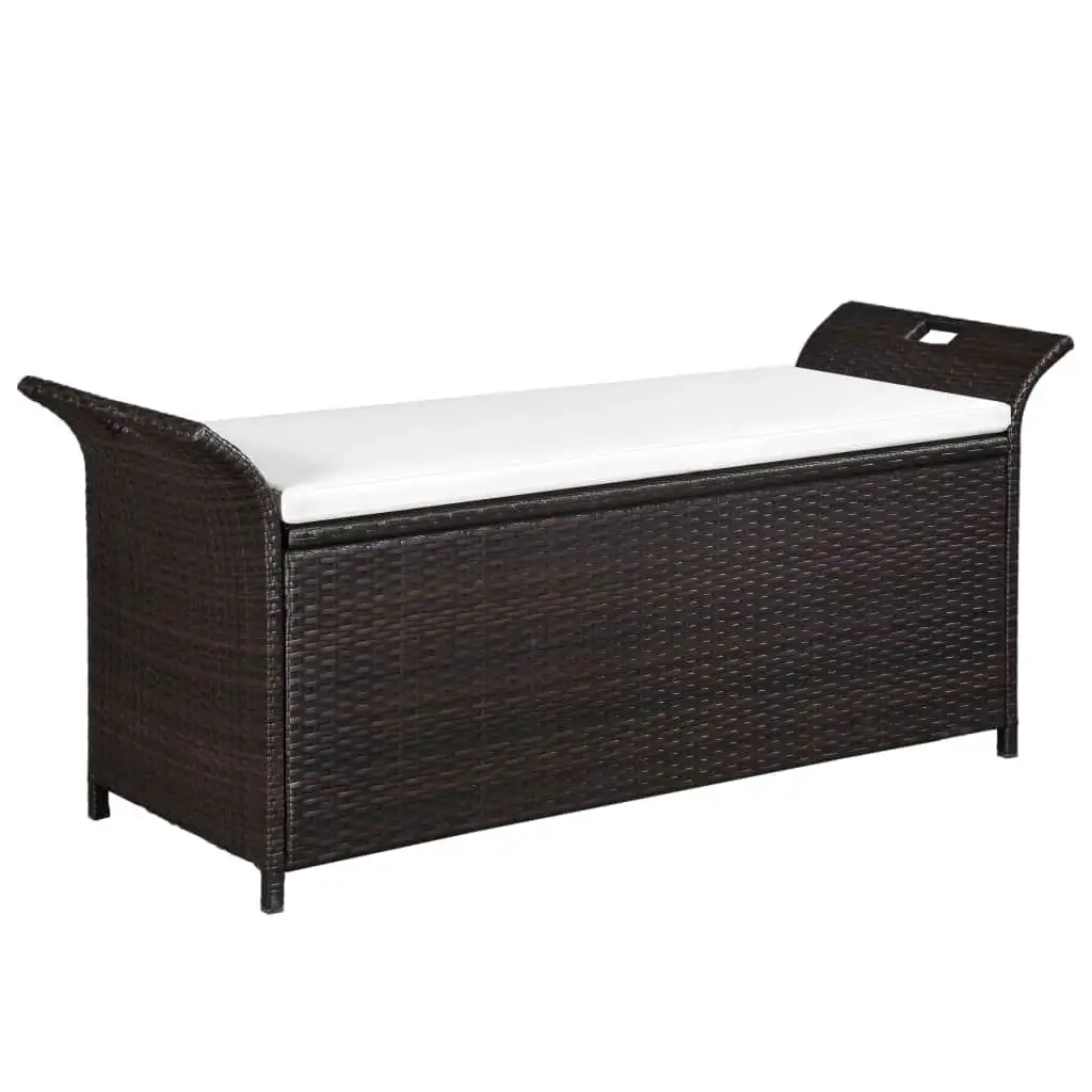 Dcenta Storage Bench with Cushion 54.3 Poly Rattan Brown