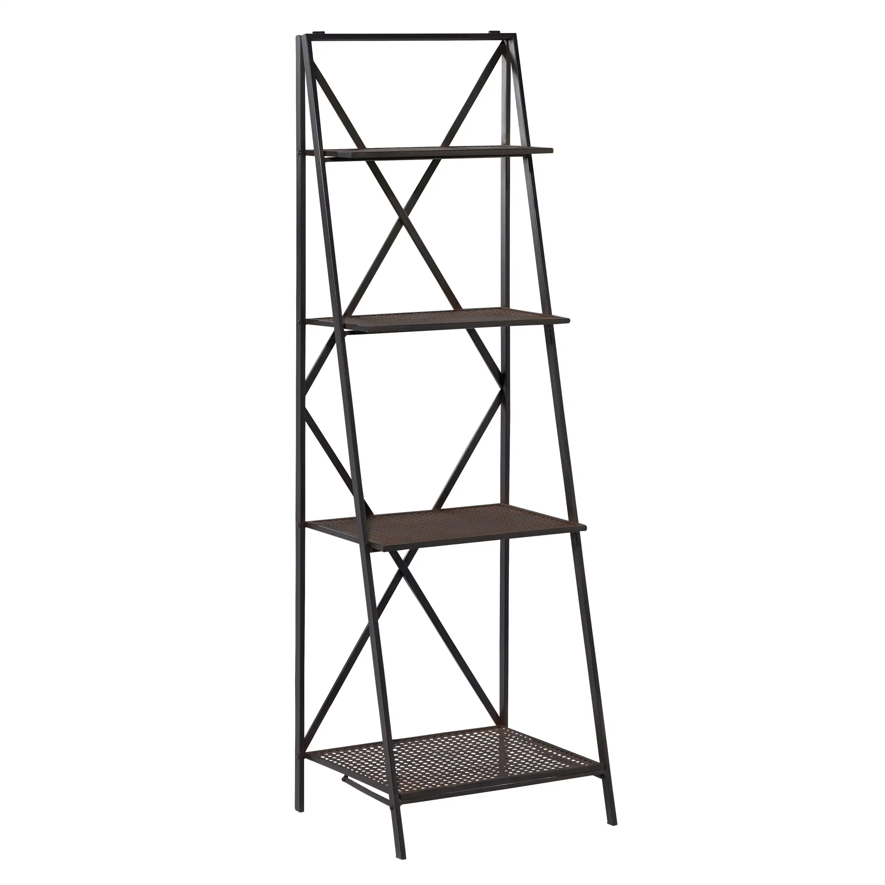 DecMode 18 x 57 Black Metal 4-Tier Shelving Unit. 1-Piece