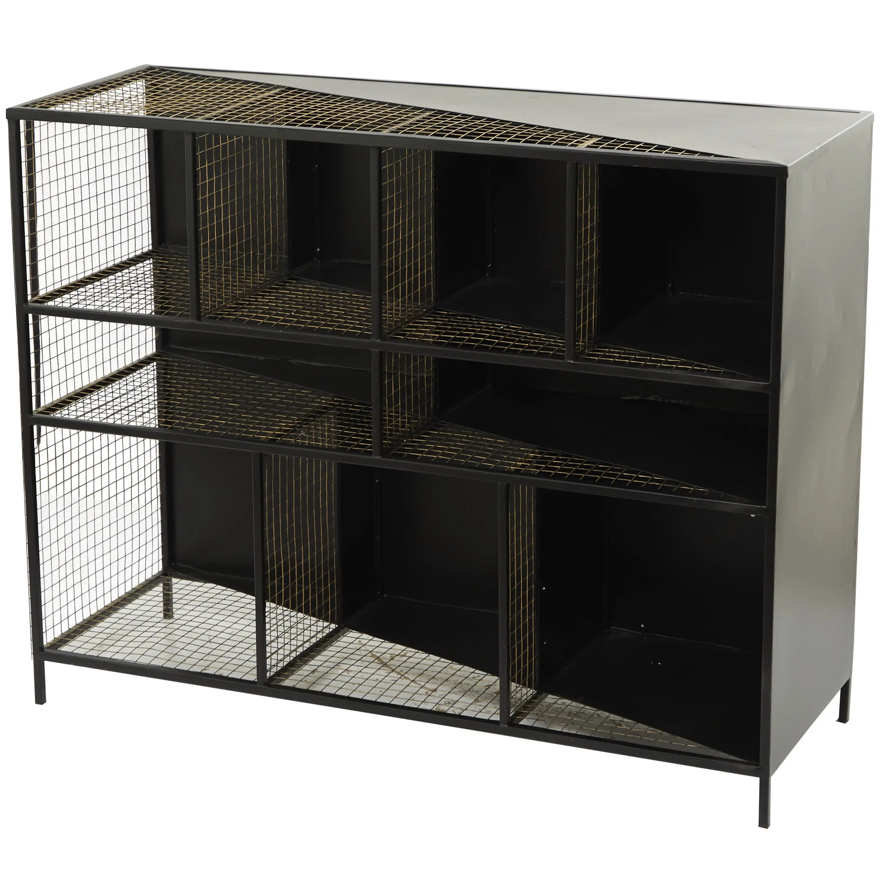 DecMode 40 x 32 Black Metal 9 Storage Cupboard Console Table. 1-Piece