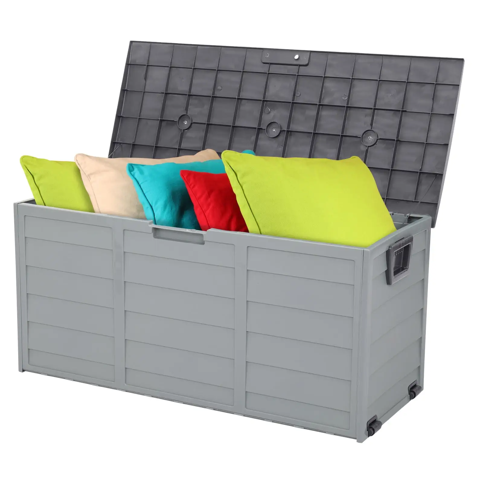 Deck Box 76 Gallon. Outdoor Storage Box Waterproof with Wheels for Patio Cushion & Pillows. Garden Supplies. Pet Stuff and Pool Accessories