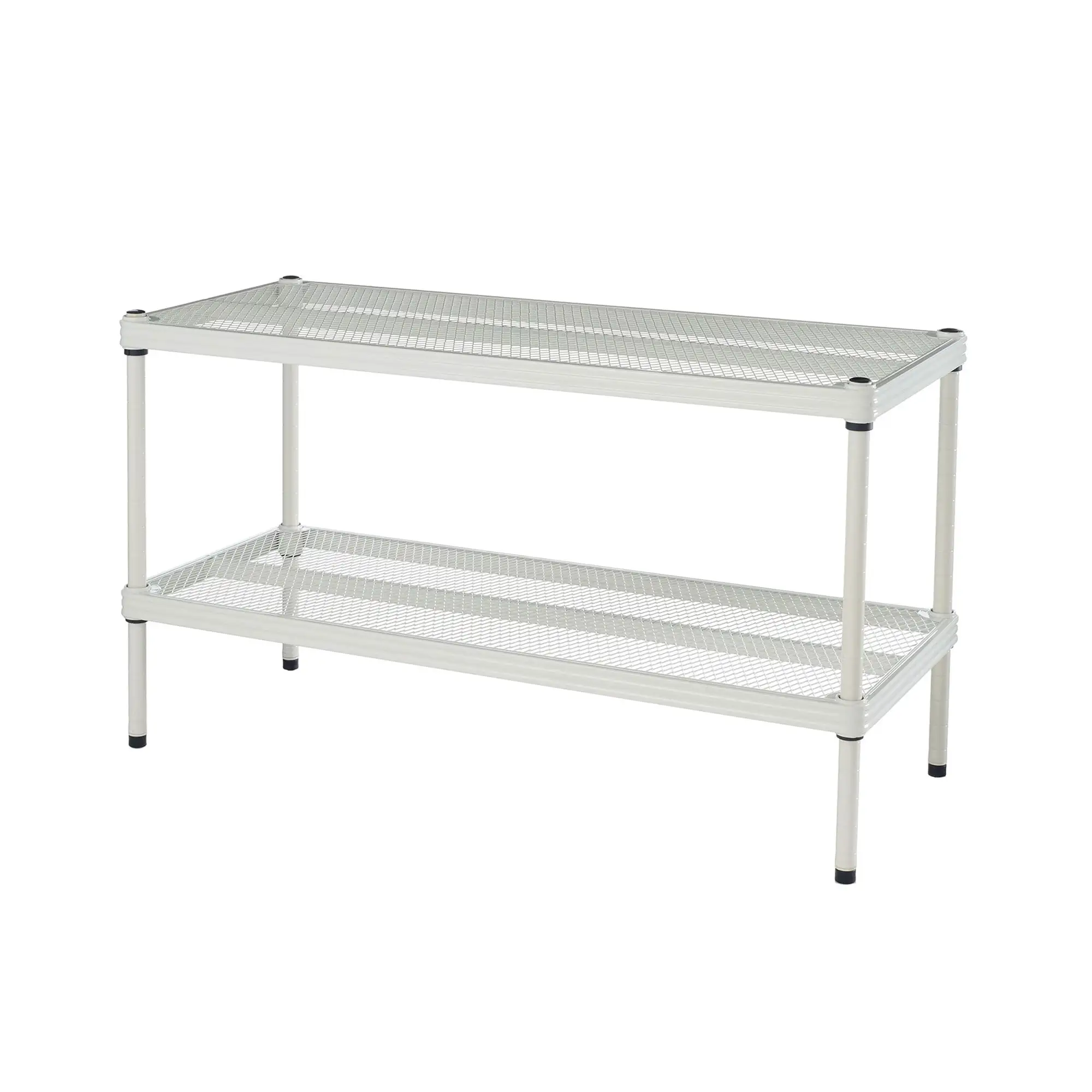 Design Ideas MeshWorks 2-Tier Metal Storage Shelving Unit Rack. White