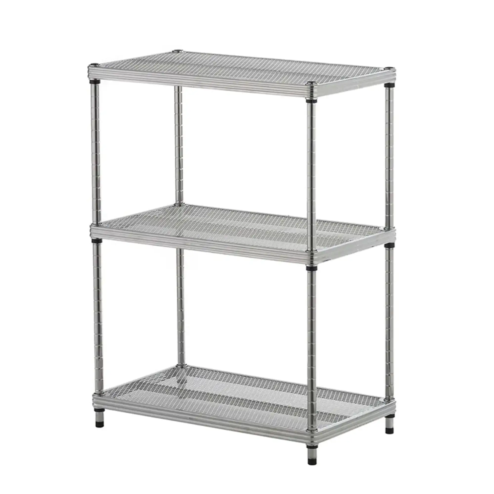 Design Ideas MeshWorks 3-Tier Metal Storage Shelving Unit Rack. Silver