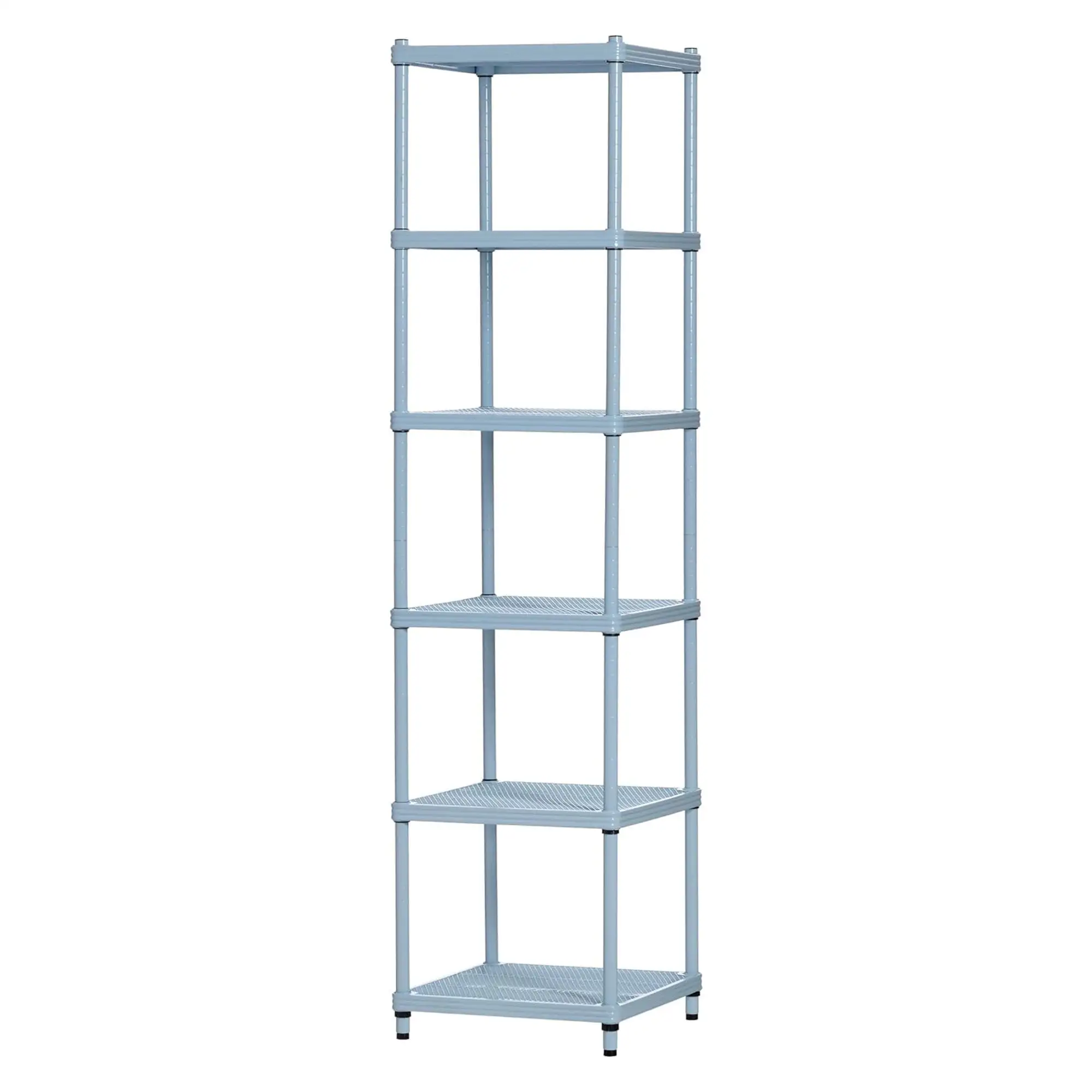 Design Ideas MeshWorks 6 Tier Metal Storage Shelving Unit Tower. Sky Blue