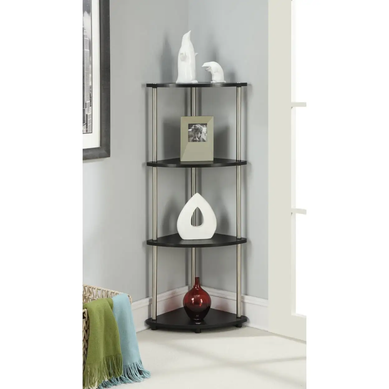 Designs2Go 4 Tier Corner Shelf. Black