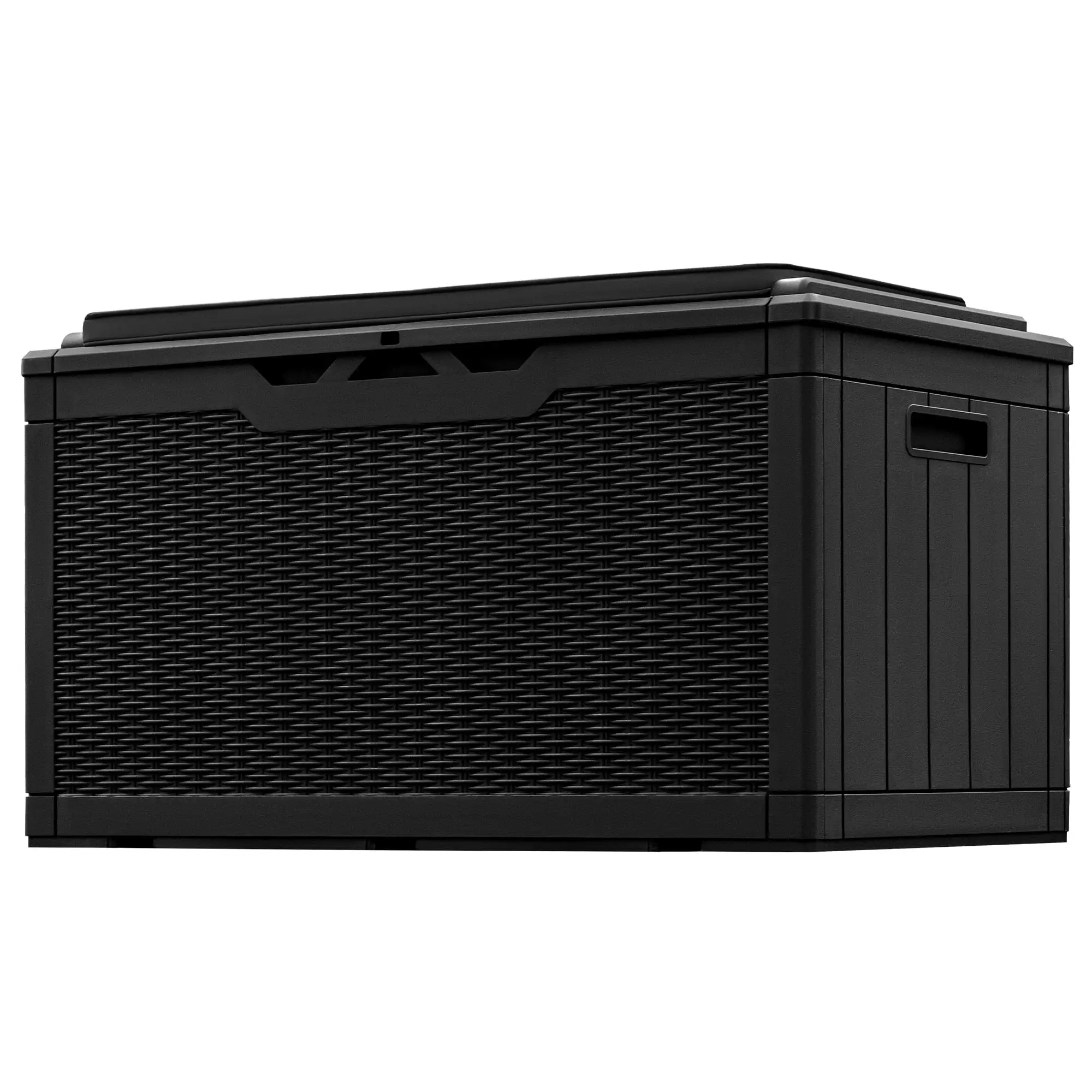 Devoko 100 Gallon Resin Deck Box Outdoor Lockable Storage Bench with Cushions Waterproof Storage Box.Black