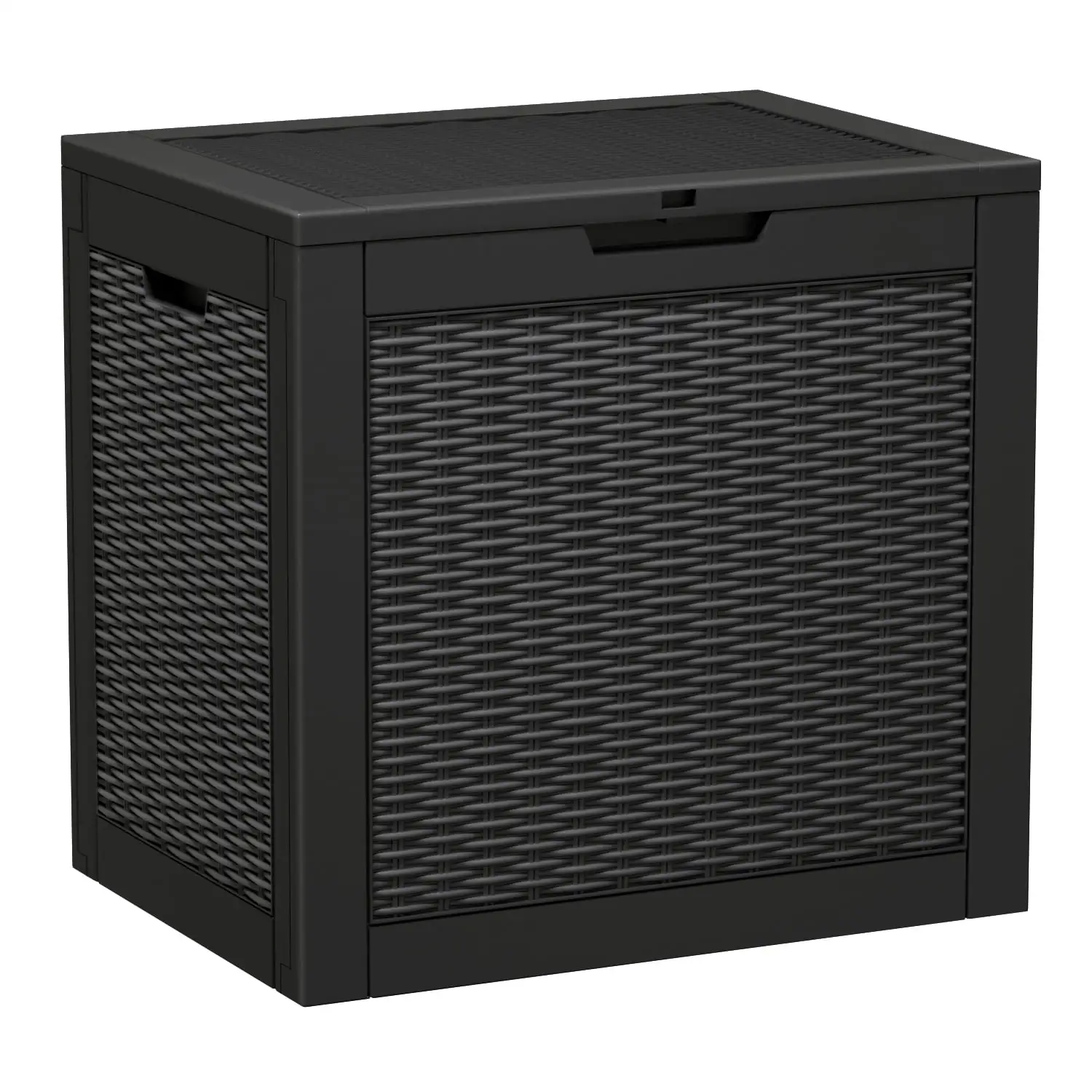 Devoko 32 Gallon Outdoor Box Wicker Deck Box Plastic Resin Storage Box. Light Brown