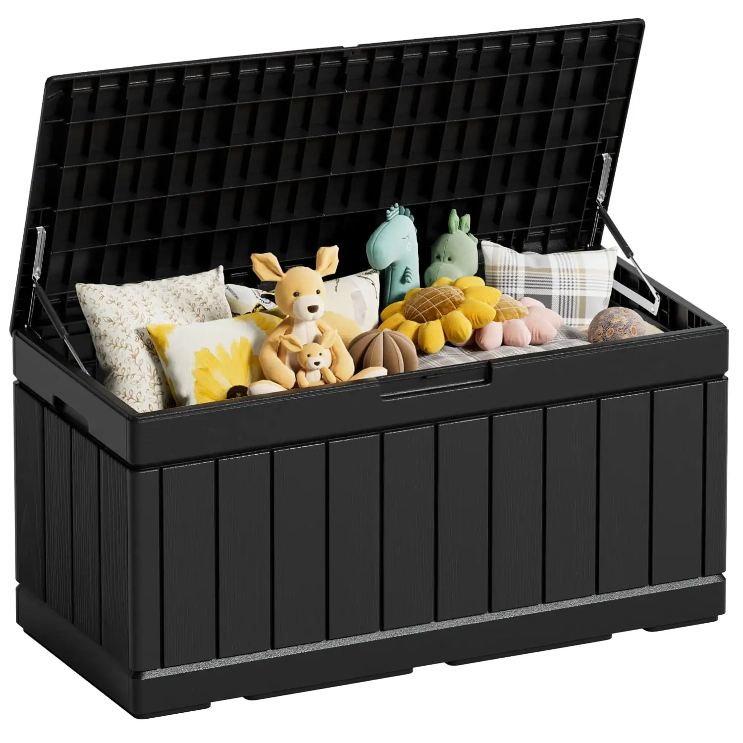 Devoko 82 Gallon Indoor Organizer Storage Box Resin Deck Box Extra Large Capacity Storage.Black