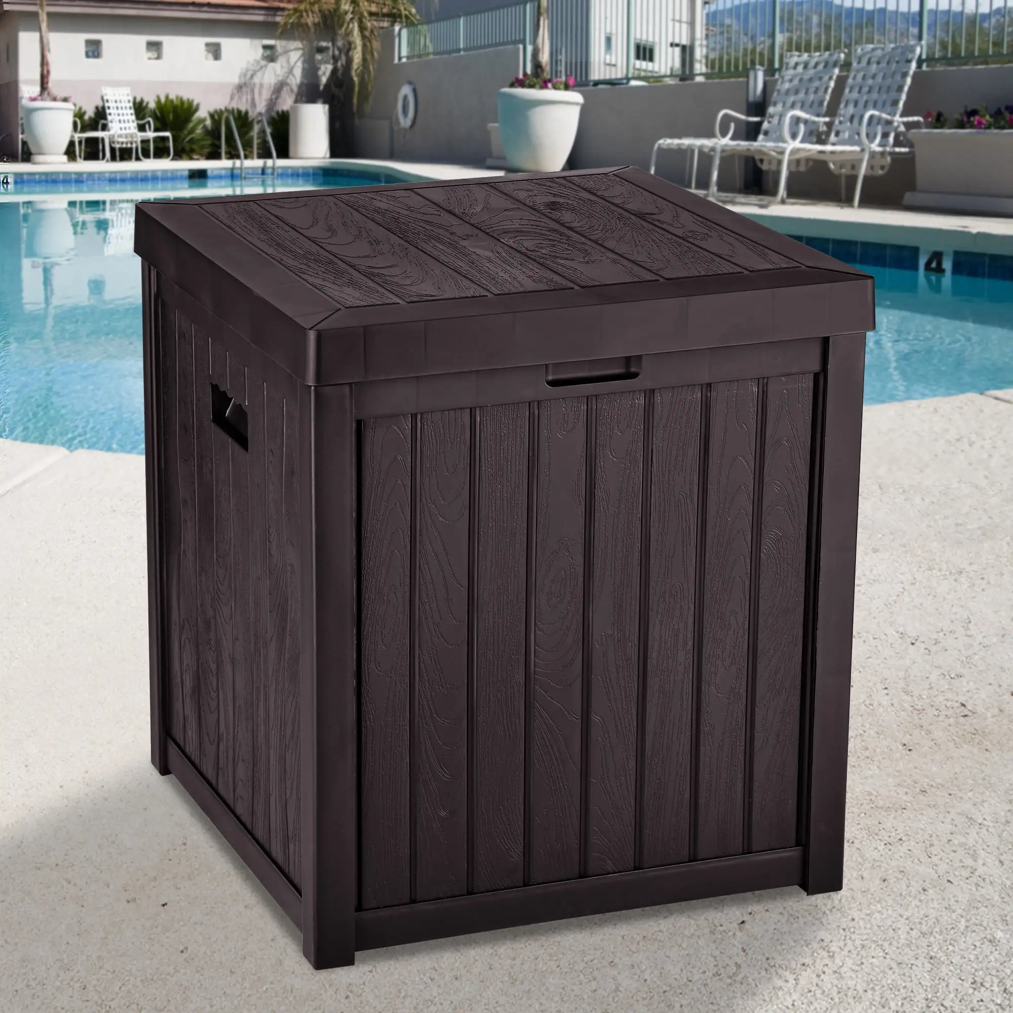 Dextrus Deck Box 51 Gallon Medium Deck Box.Outdoor Storage Container for Patio Cushions.Pool Supplies.Garden Tools.Weather. Resistant.Resin (Brown)