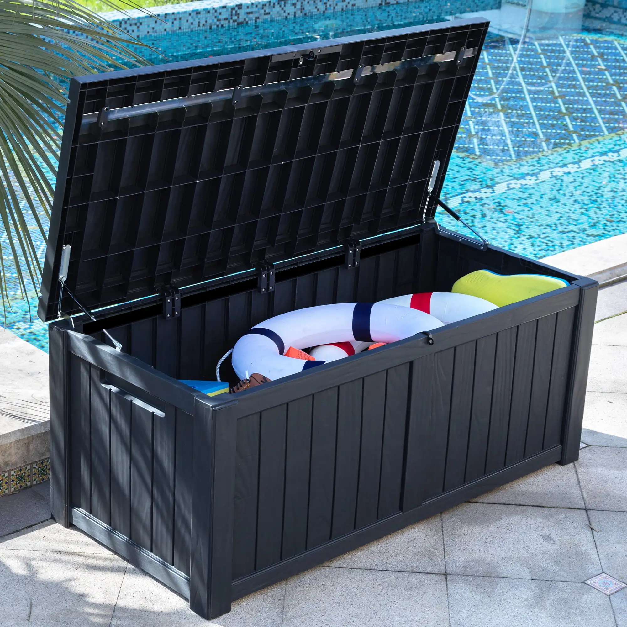 Dextrus Outdoor Patio Deck Box Storage Waterproof Heavy Duty Large Organizer.119 gal. Pool. Plastic