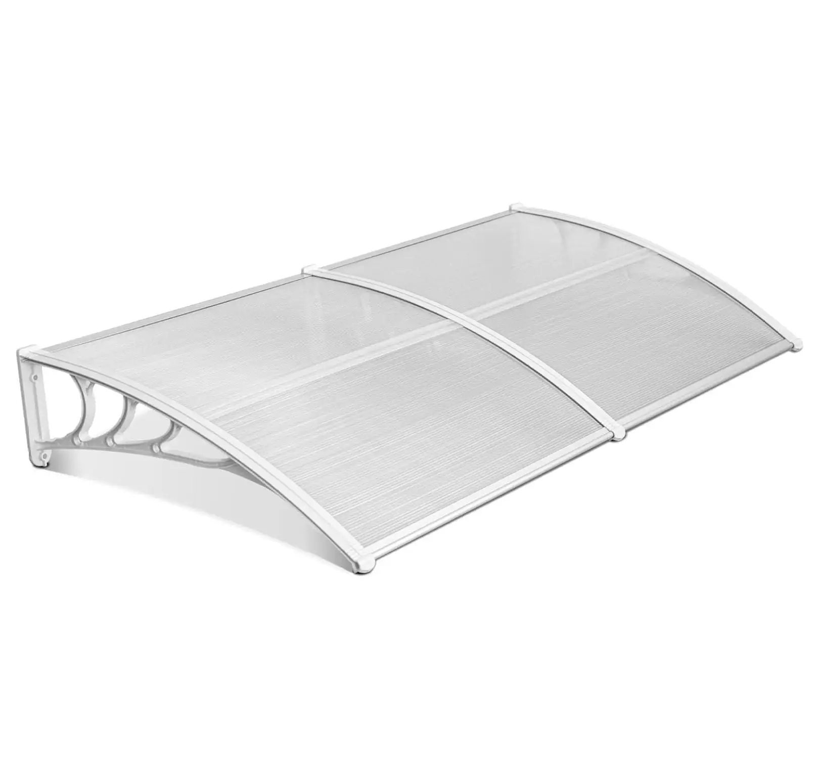 DieJedXi 39 x 78 inch Window Awning Outdoor Polycarbonate Front Door Patio Cover Garden Canopy 6055-4080 (40??80) (Solid White Bracket/Clear Board)