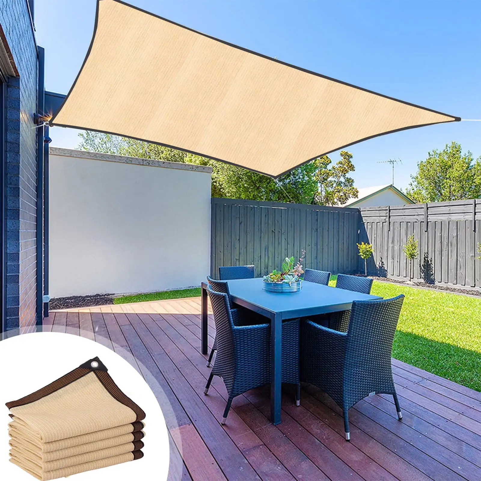 Donemore Sun Shade Canopy Outdoor Rectangle Sunshade. UV Block. Swimming Pool Shade Cover for Patio. Garden. Pergola. Backyard. Outdoor Facility & Activities