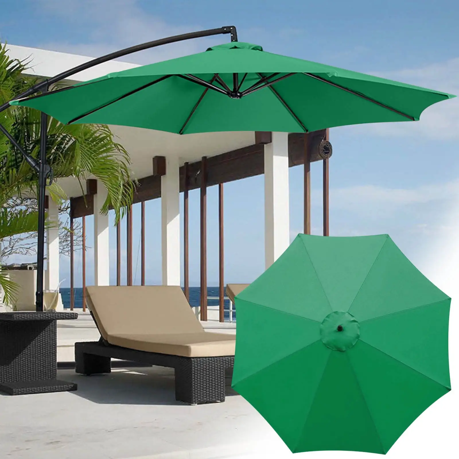 Dopebox Clearance Outdoor Outdoor Courtyard Umbrella Surface Polyester Sunshade Umbrella Sunscreen And Rainproof Fabric Garden Pillar Umbrella Fabric. Outdoor Deck Decor (Green)